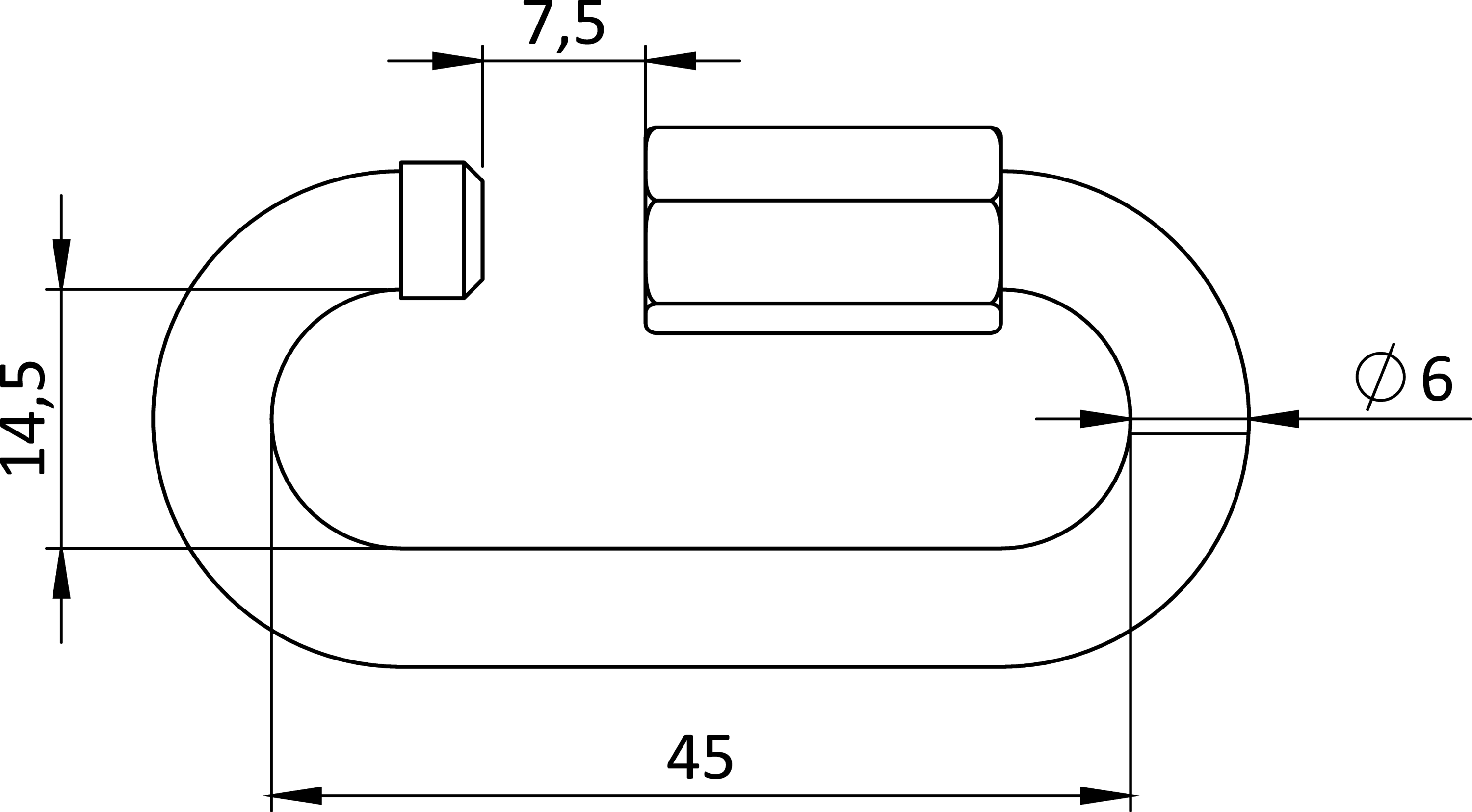 Rýchlouzáver pre reťaz, d = 6 mm, DIN 56926 A, A4/AISI 316