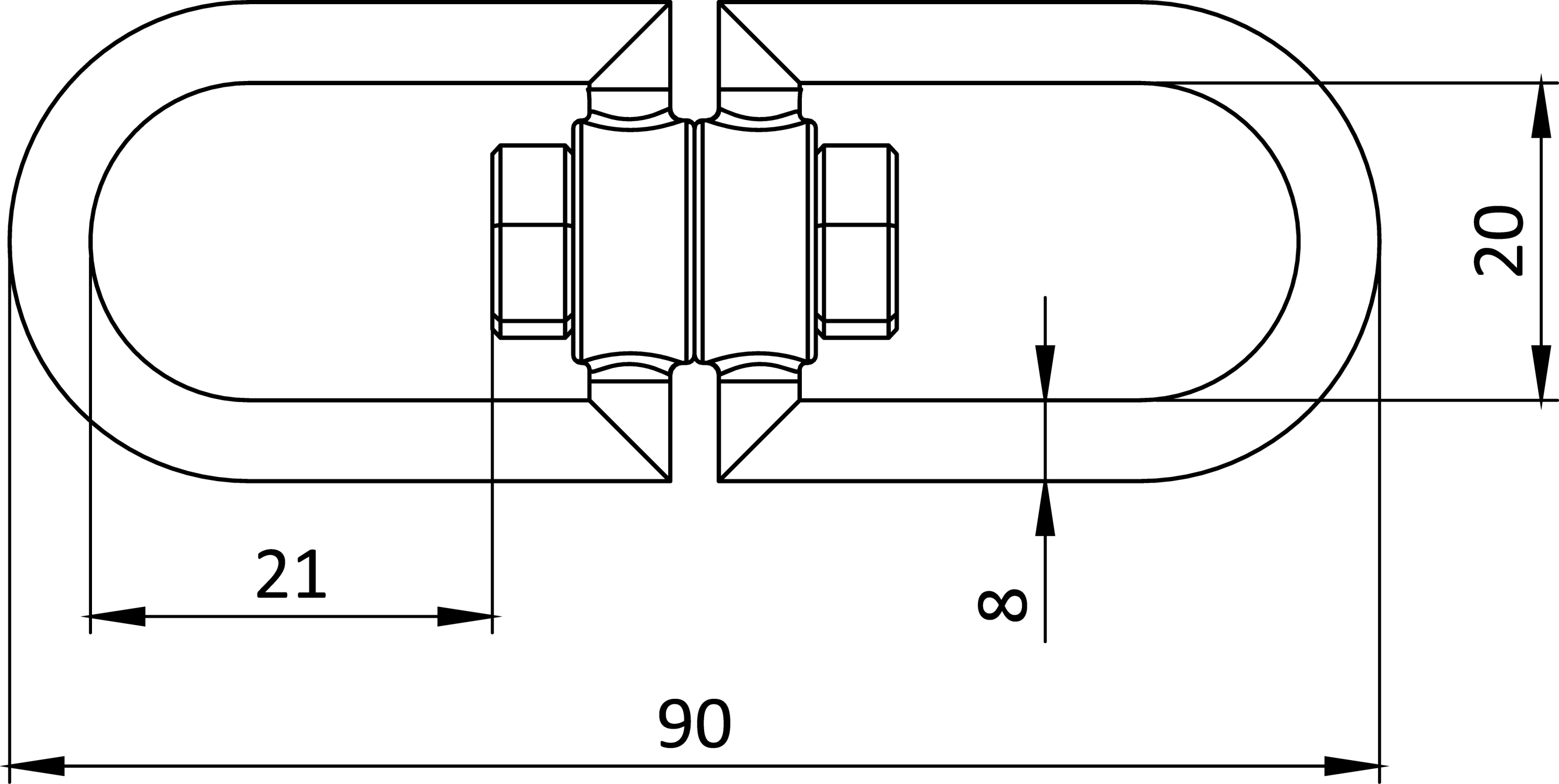 Strmeň (obratlík) oko/oko, d = 8 mm, A4/AISI 316