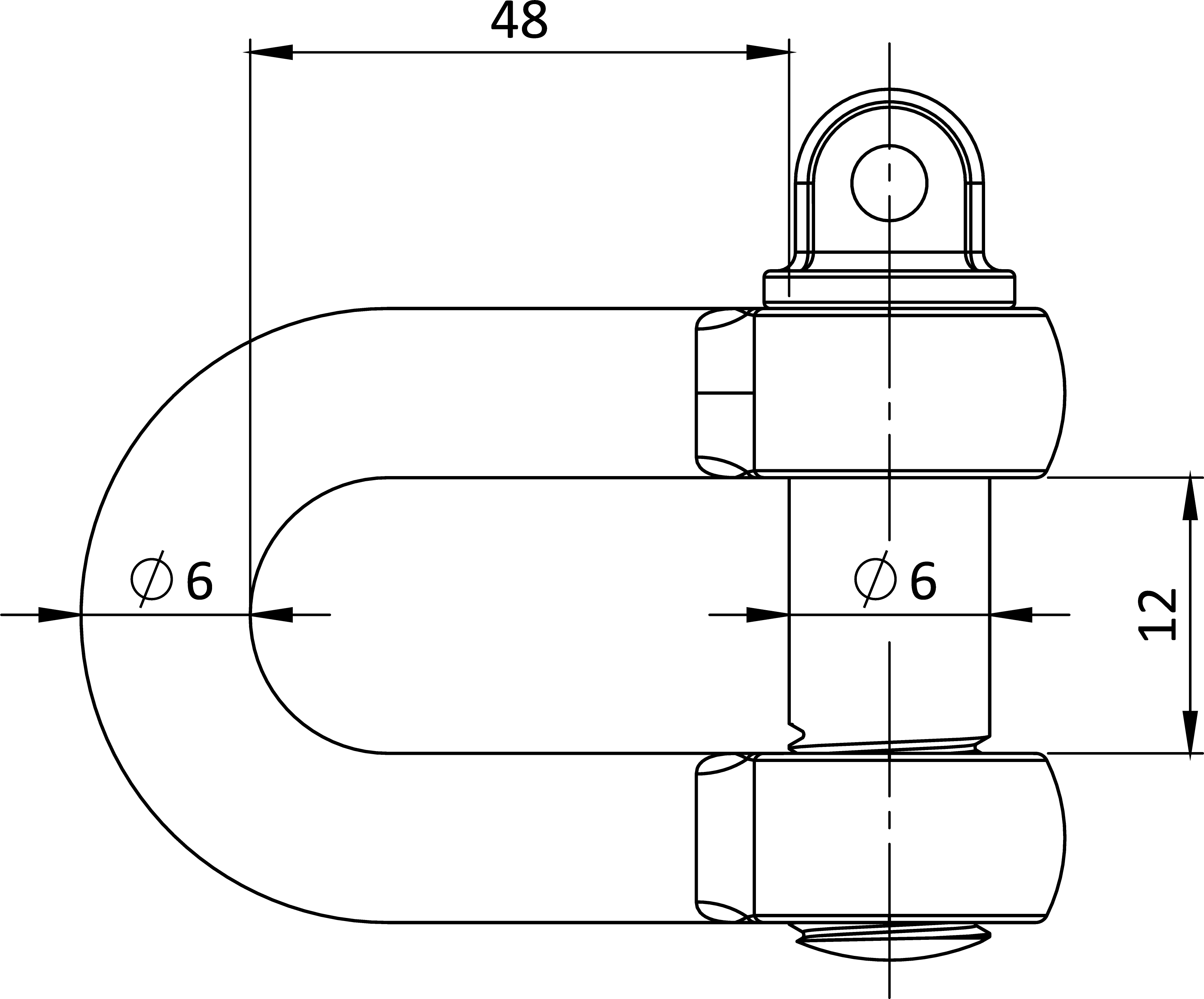Strmeň d = 6 mm, D-typ dlhý, A4/AISI 316