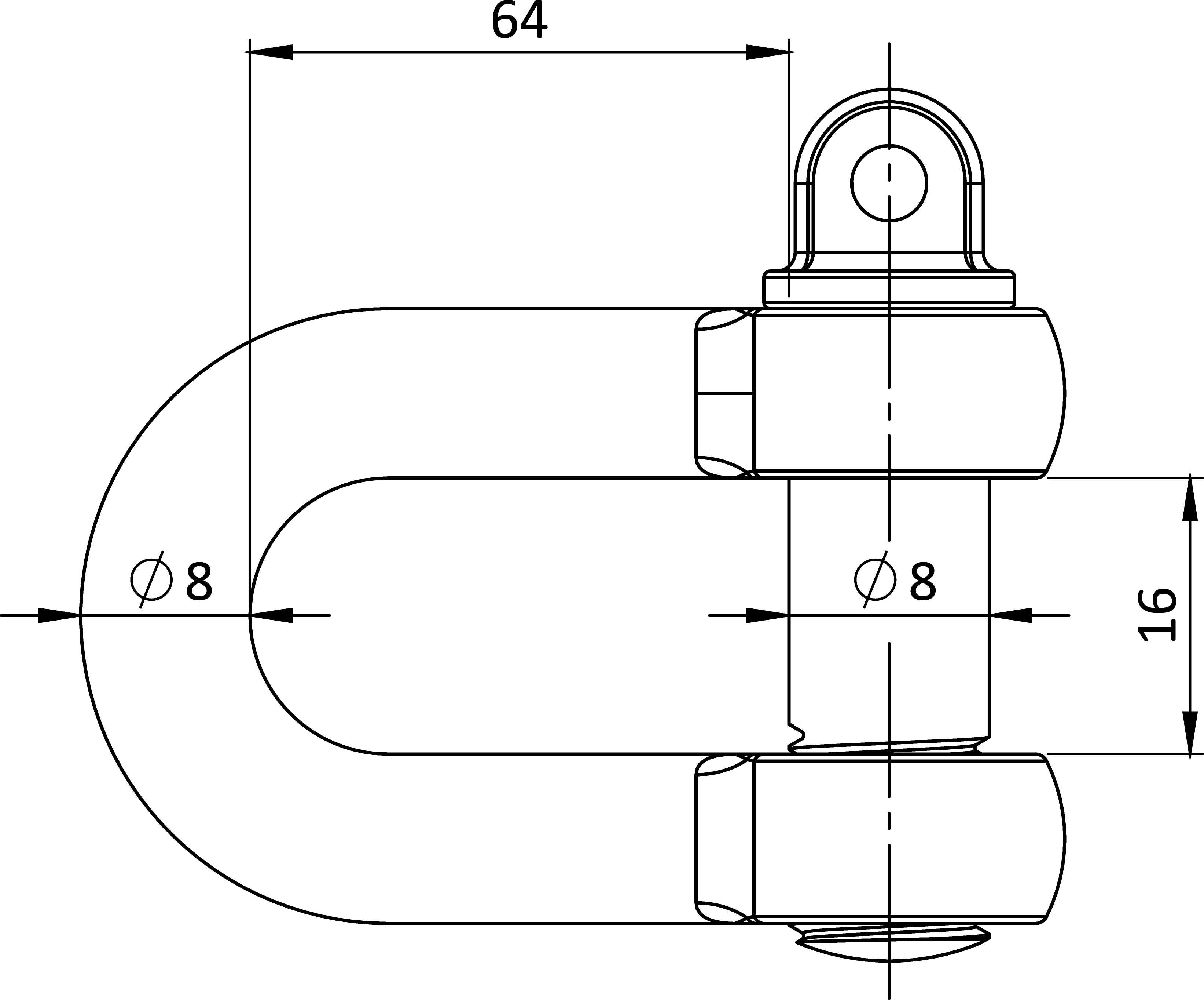 Strmeň d = 8 mm, D-typ dlhý, A4/AISI 316