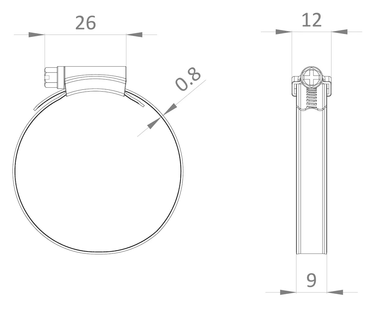 Hadicová spona W4, pre 180 - 200 mm, nerez A2