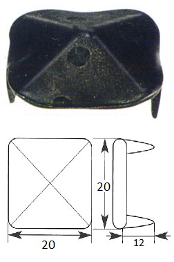 Ozdobný klinec 20 x 20 mm s dvomi hrotmi ø 12 mm