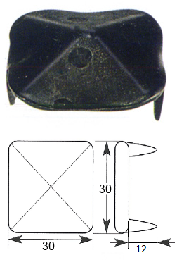 Ozdobný klinec 30 x 30 mm s dvomi hrotmi ø 12 mm