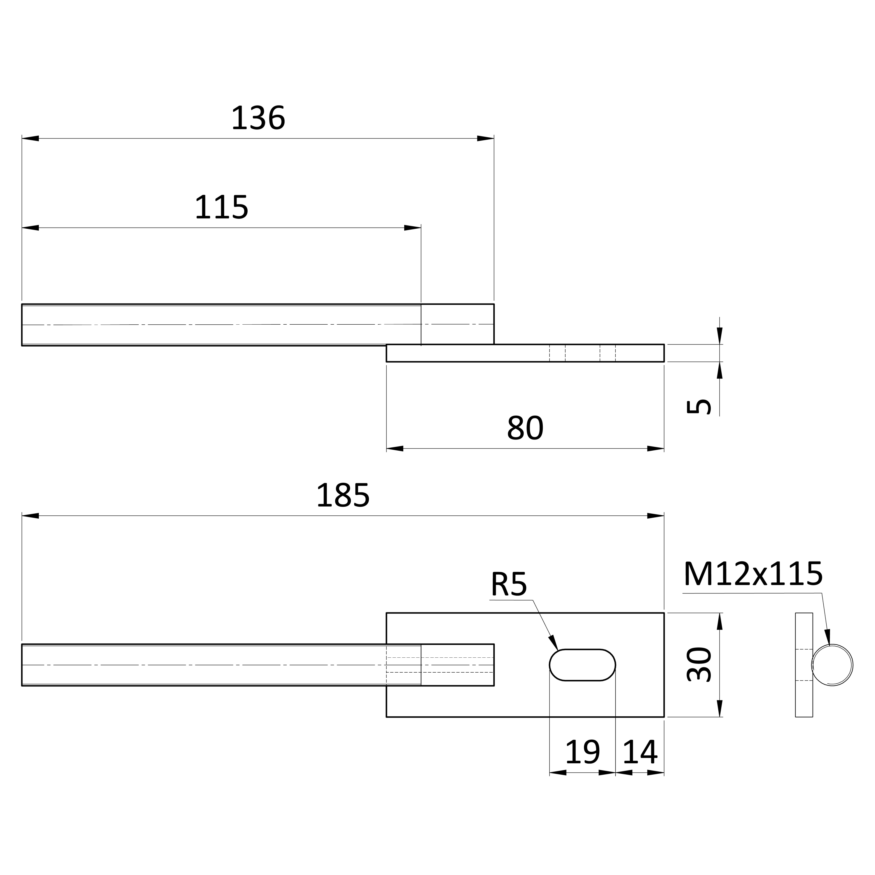 Kotvenie na plotové dielce, M12, 30 x 185 mm, žltý pozink