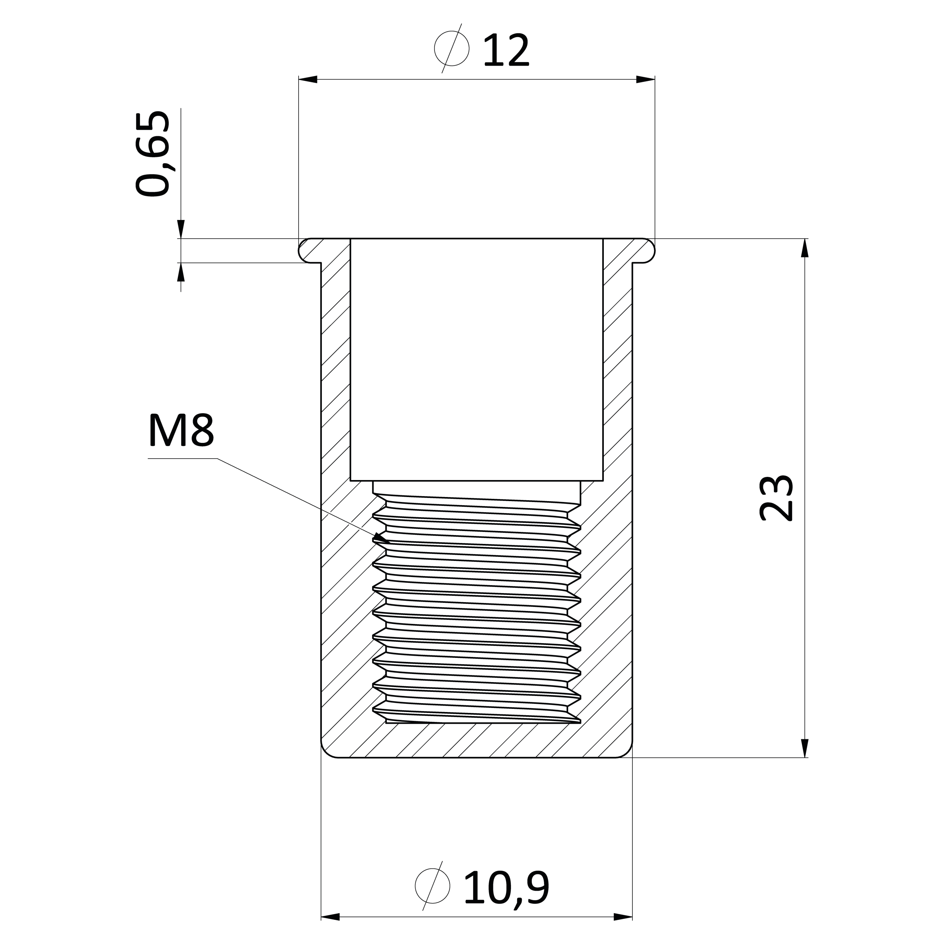 Nitovacia matica M8 x 23 mm, mikro hlava, uzavretá
