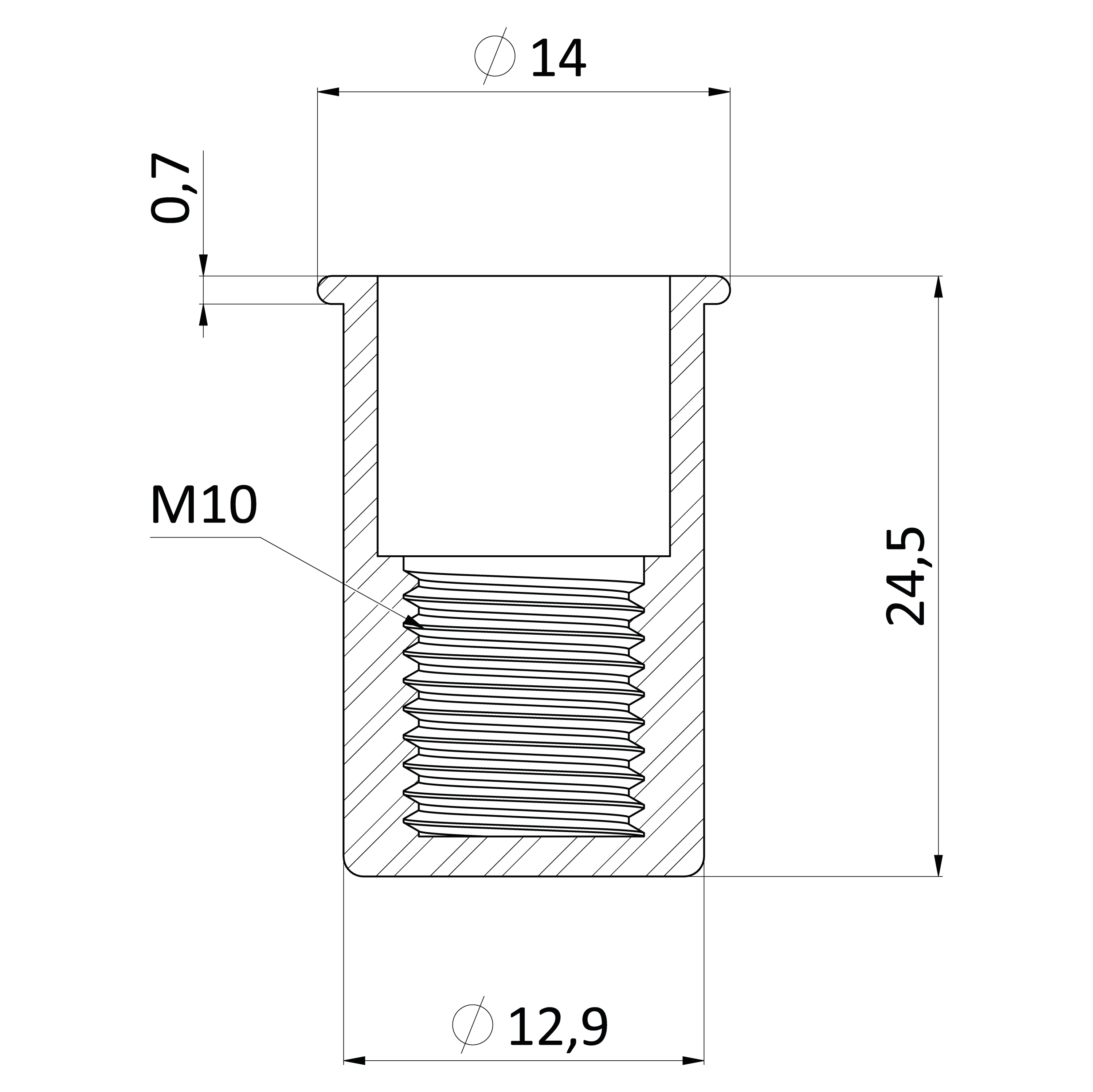 Nitovacia matica M10 x 24,5 mm, mikro hlava, uzavretá