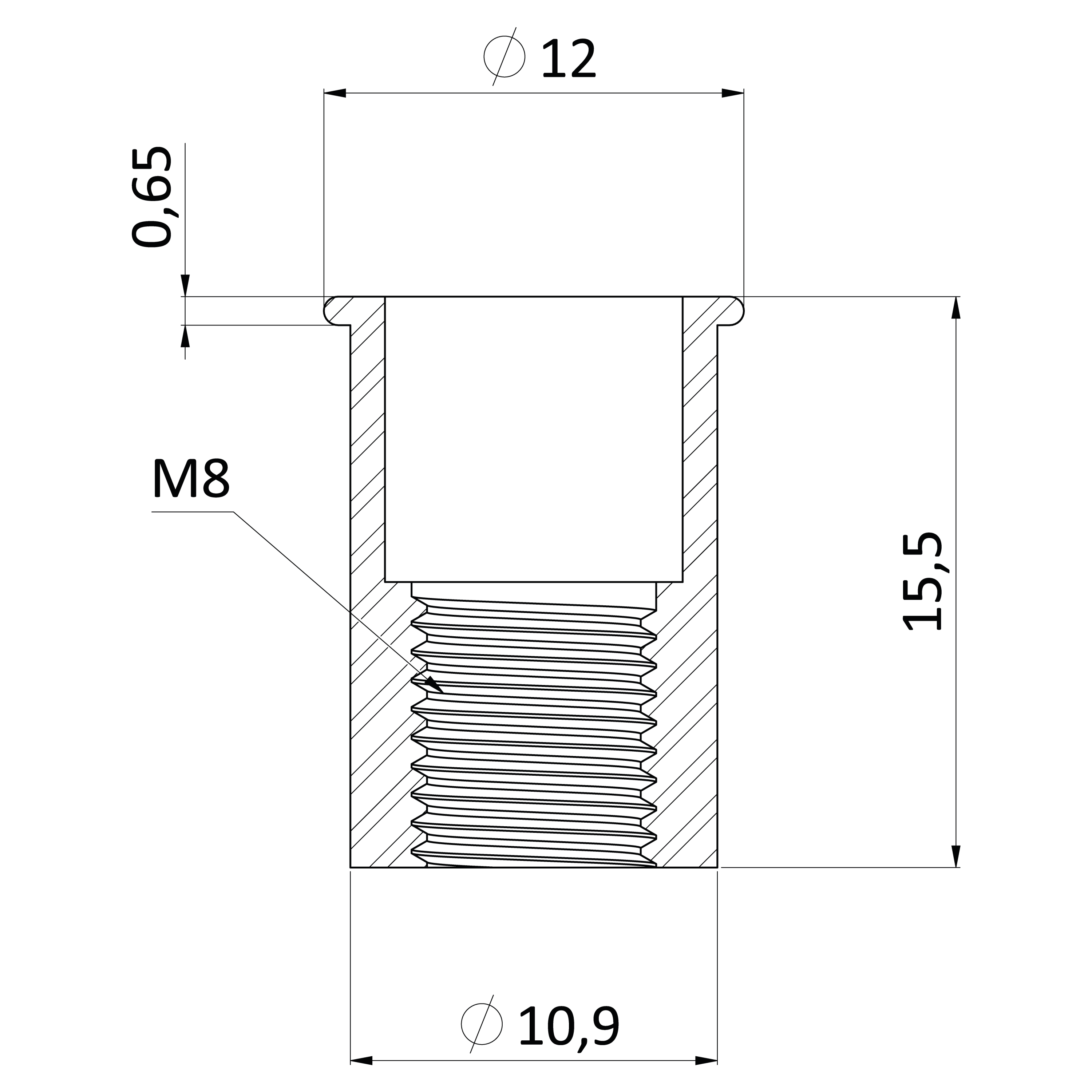 Nitovacia matica hliníková M8 x 15,5 mm, mikro hlava