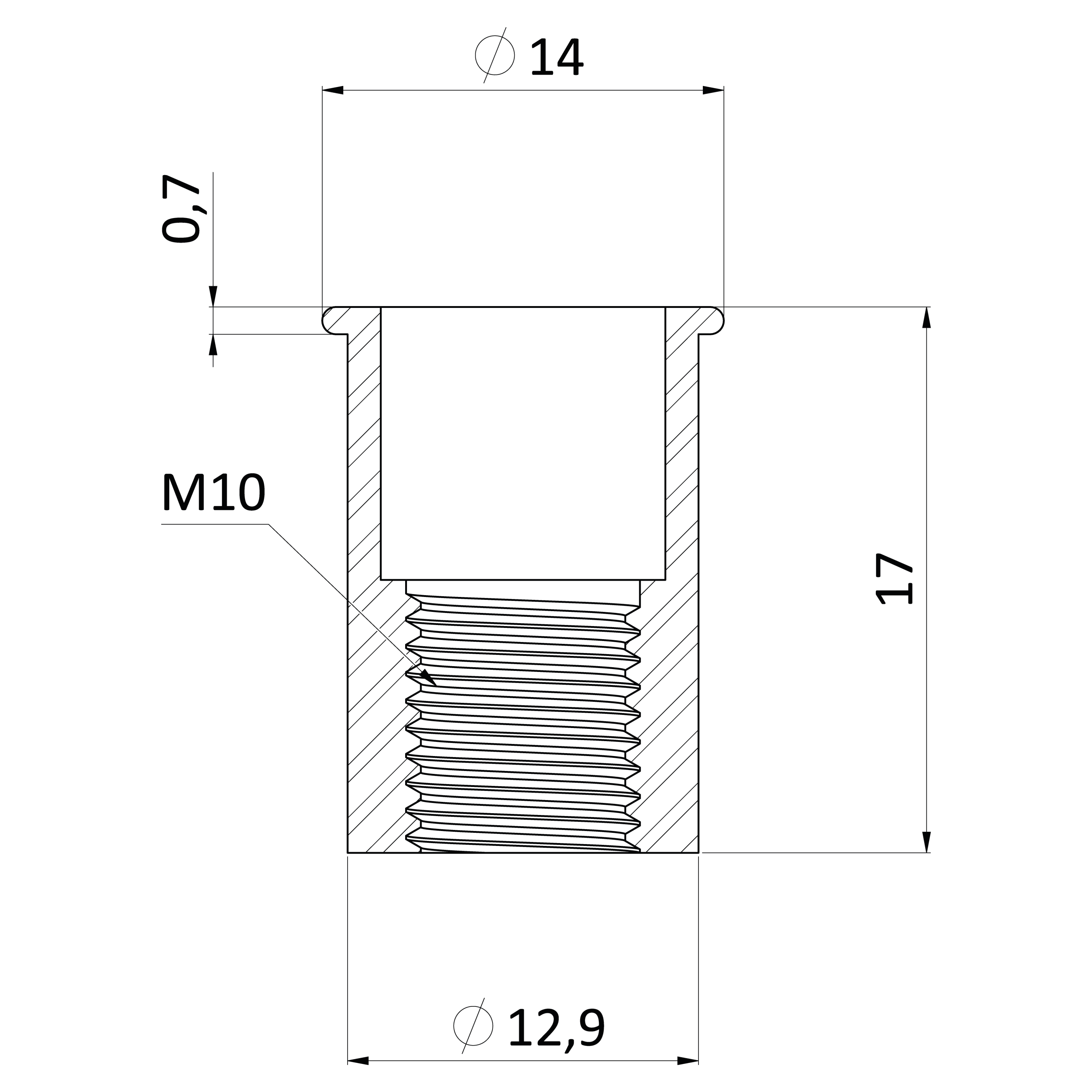Nitovacia matica hliníková M10 x 17,7 mm, mikro hlava