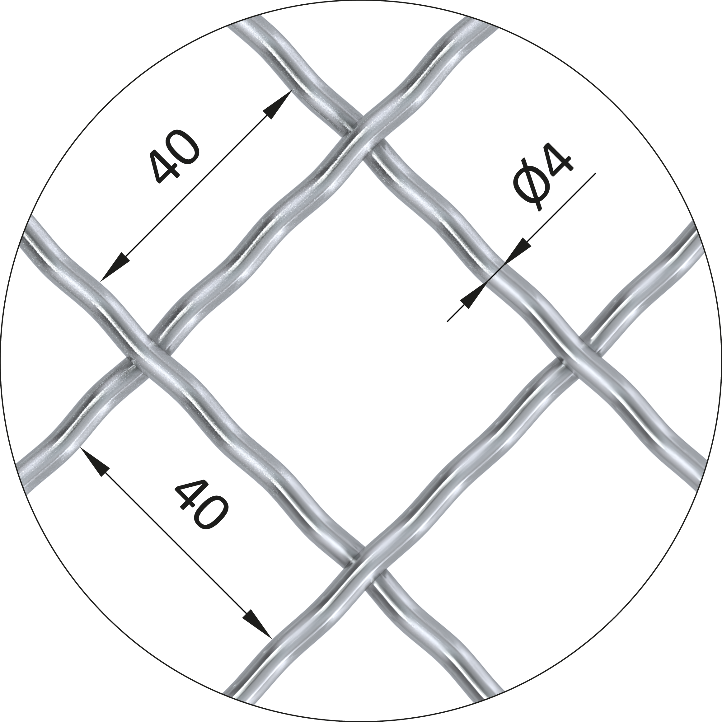 Rebierkové pletené sito 1000 x 2000 mm, vzor Diamant, pozink