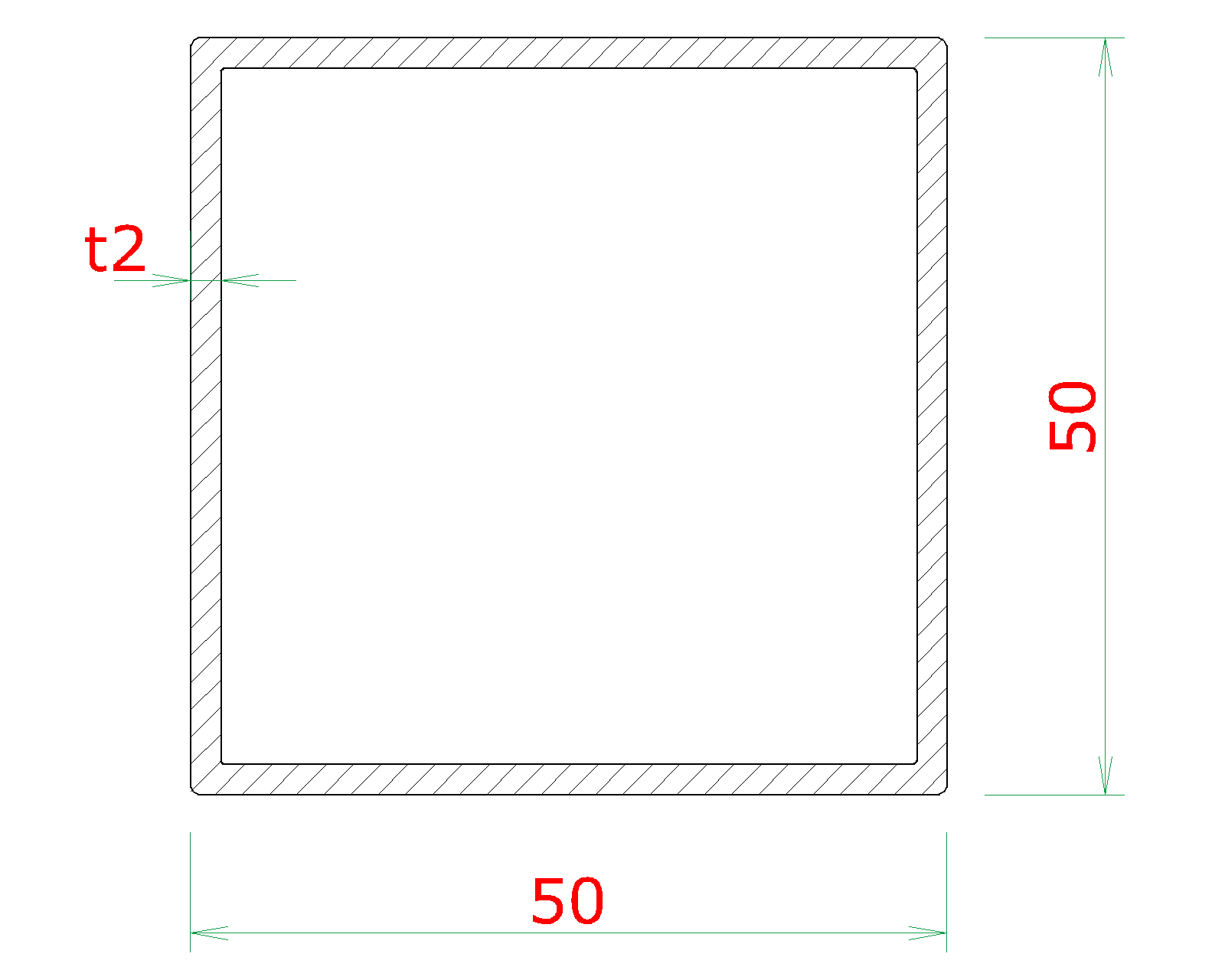 Profil 50 x 50 x 2 x 3000 mm, brúsená nerez AISI 304
