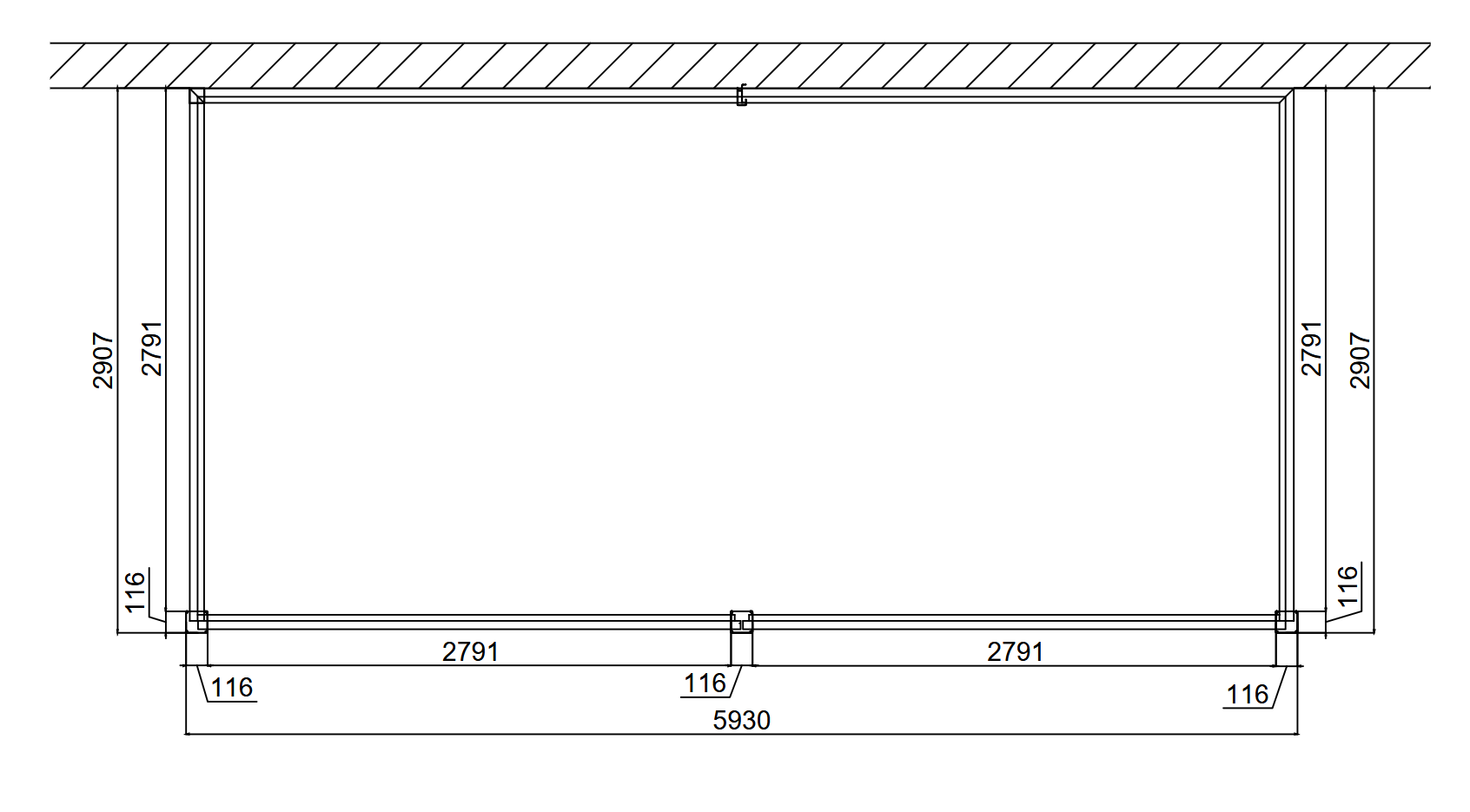 Bioklimatická pergola, hliníková 3 x 6 m, montovaná o stenu