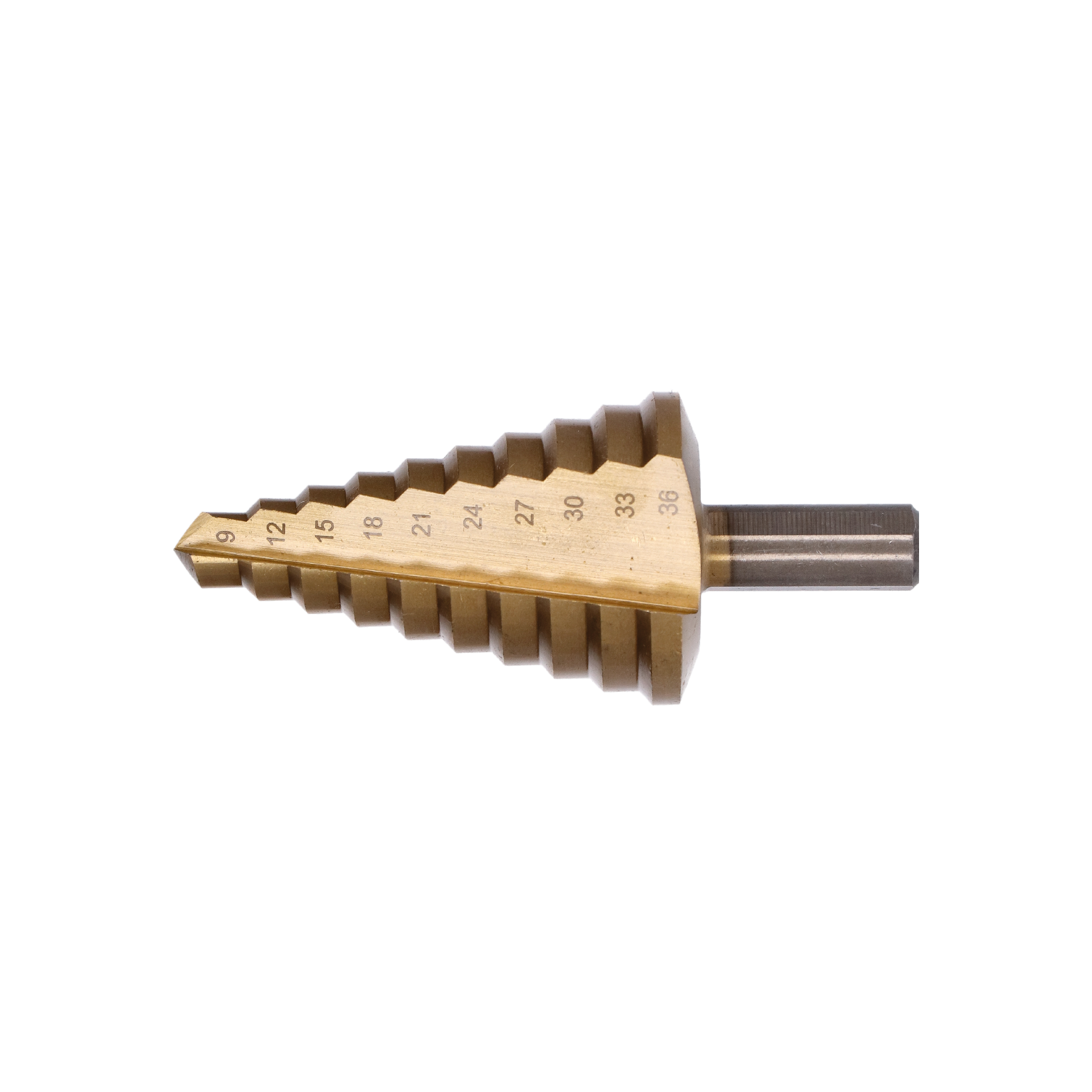 Stupňovitý kužeľový vrták HSS 4341 TiN 9 - 36 mm