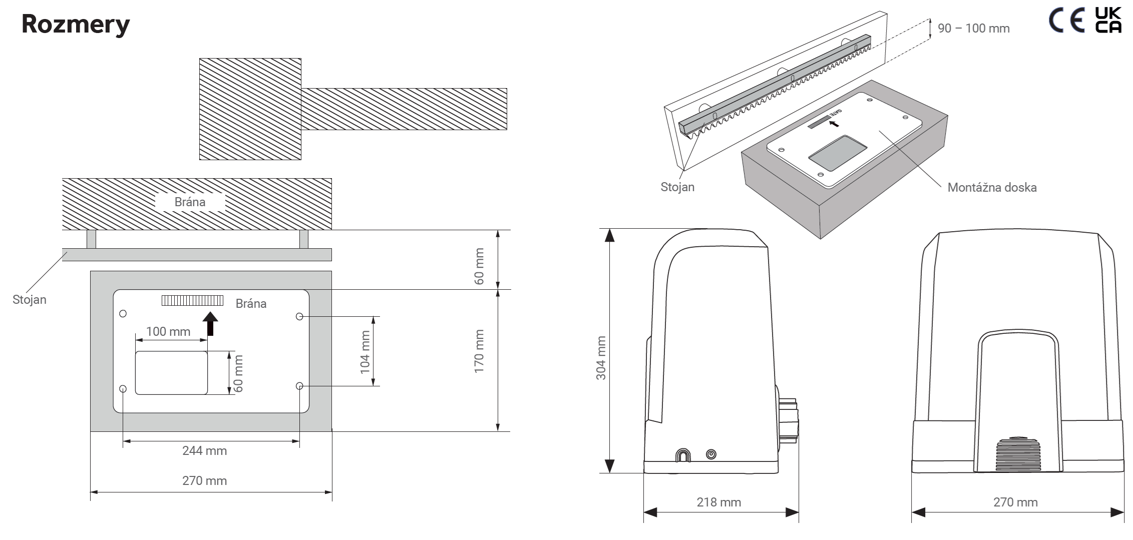 LiftMaster sada pohonu do 5 m/400 kg s myQ rozhraním 828EV