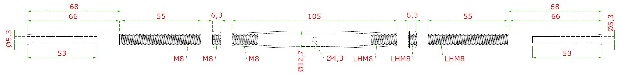 Lisovací úchyt, šponovák pre lanko ø 5 mm, AISI 304