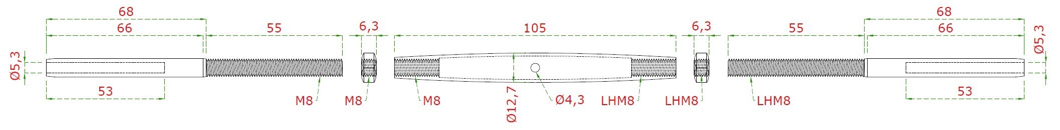 Lisovací úchyt, šponovák pre lanko ø 5 mm, čierna PVD
