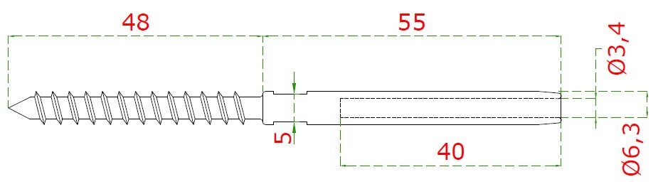 Úchyt (lisovací) pre lanko ø 3 mm do dreva, AISI 316