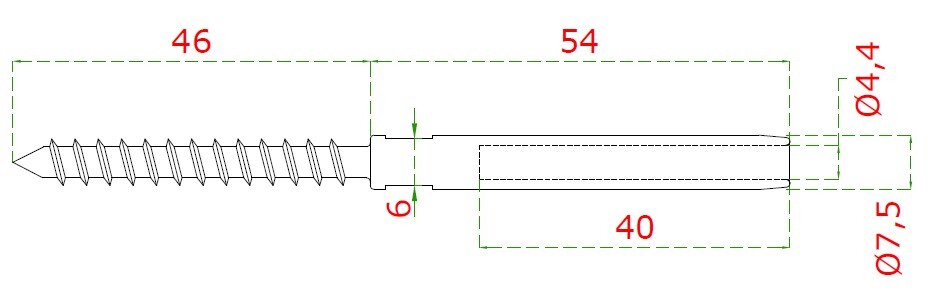 Úchyt (lisovací) pre lanko ø 4 mm do dreva, brúsená AISI 316