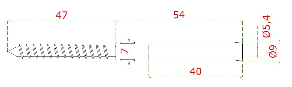 Úchyt (lisovací) pre lanko ø 5 mm do dreva, brúsená AISI 316