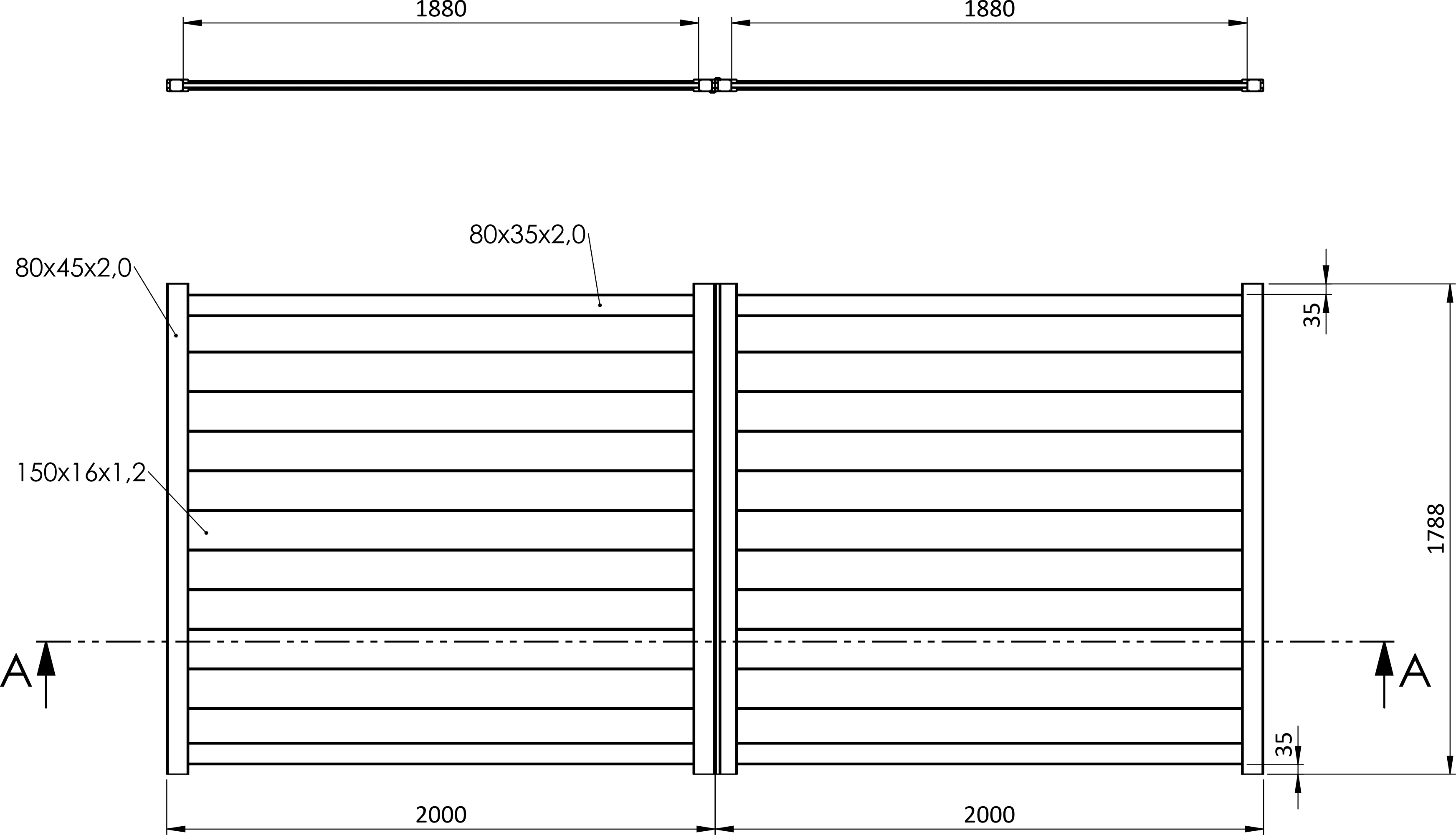 Krídlová brána, hliníková, 4000 x 1788 mm s pohonom STAR3224KR