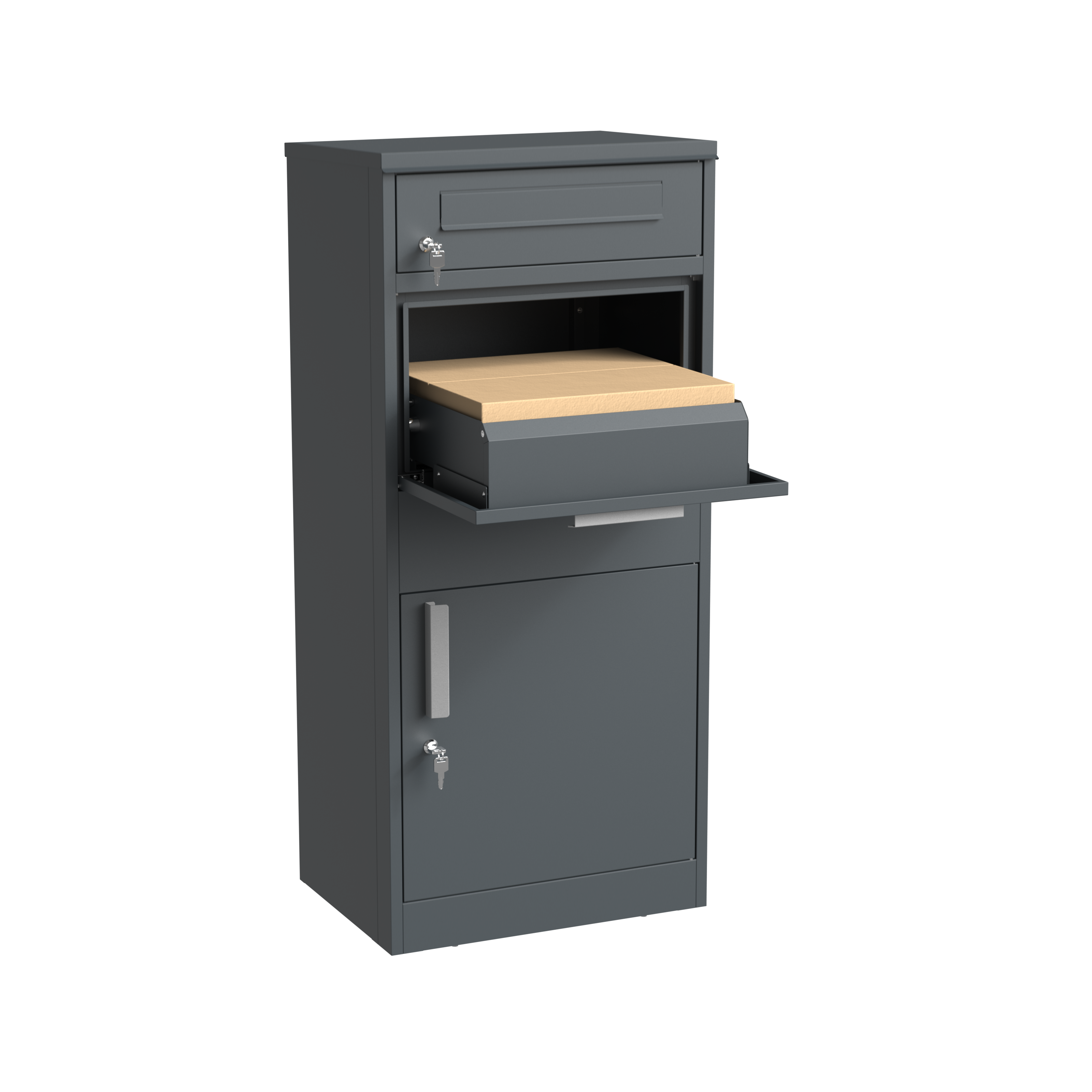 Prémiový box na balíky s poštovou schránkou, RAL 7016 (antracit)