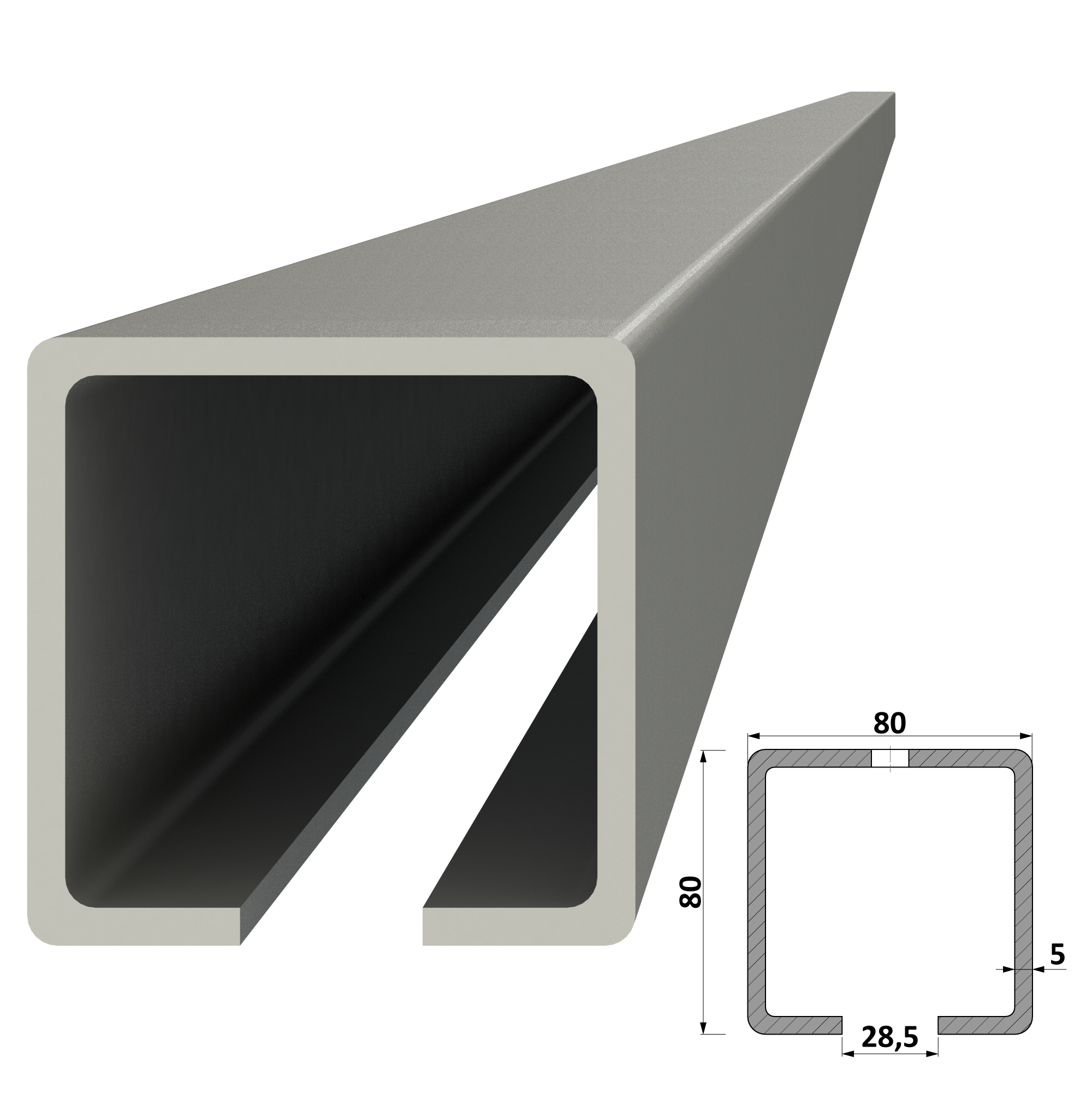 C profil 80 x 80 x 5 x 7000 mm, pozinkovaný