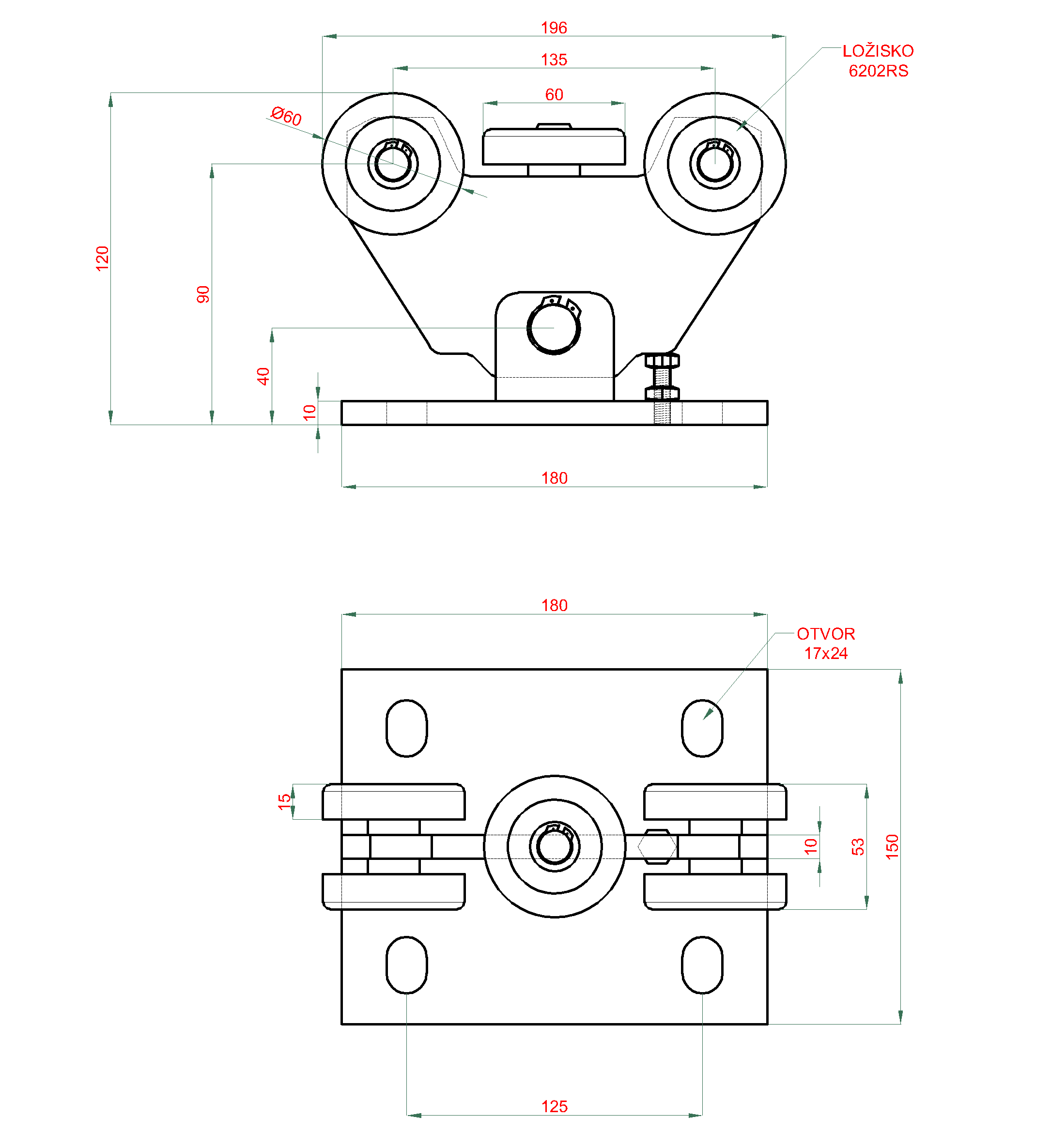 PICCOLO samonos do 300 kg, profil 69 x 69 x 6000 mm, Fe