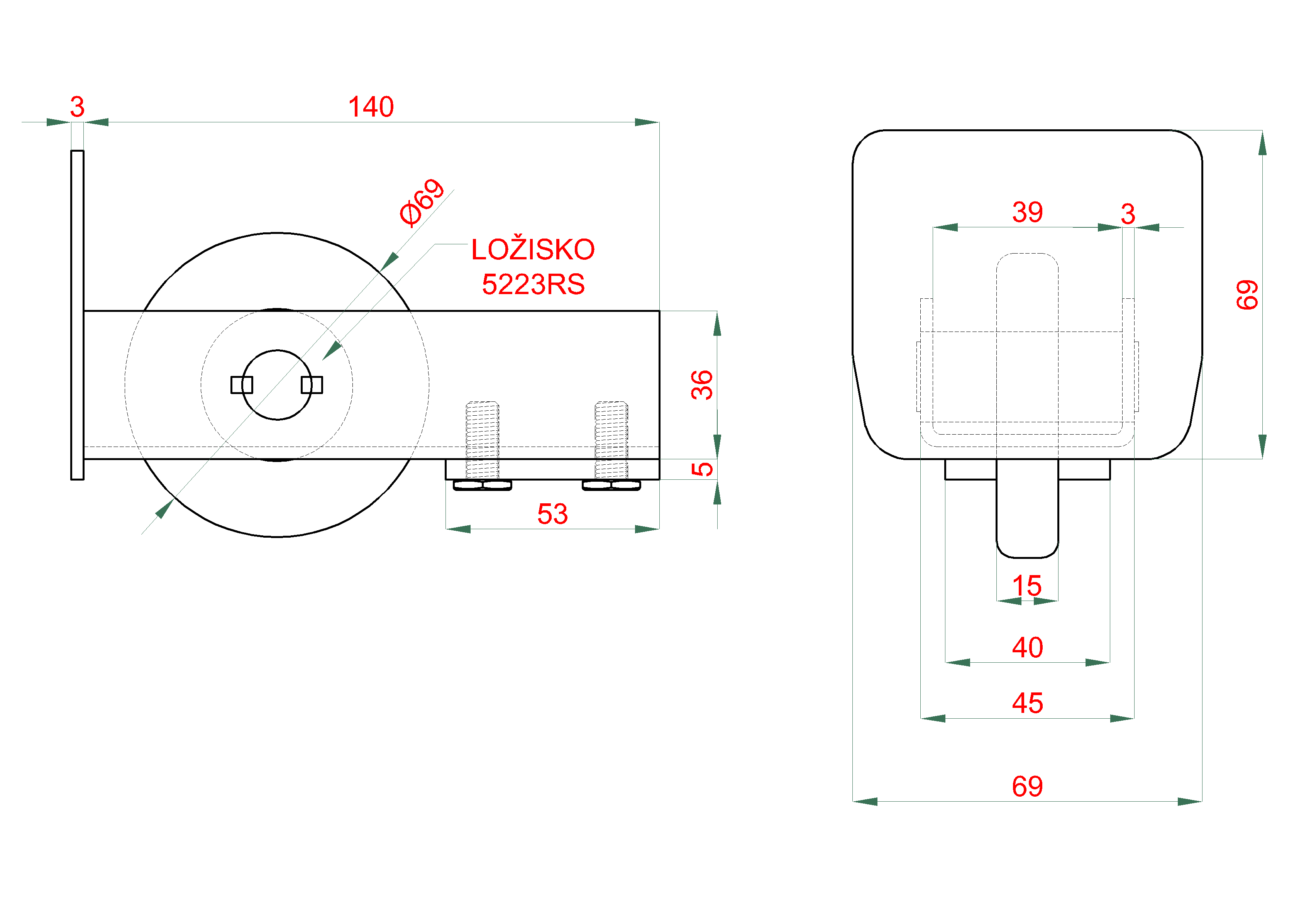 PICCOLO samonos do 300 kg, profil 69 x 69 x 6000 mm, Zn