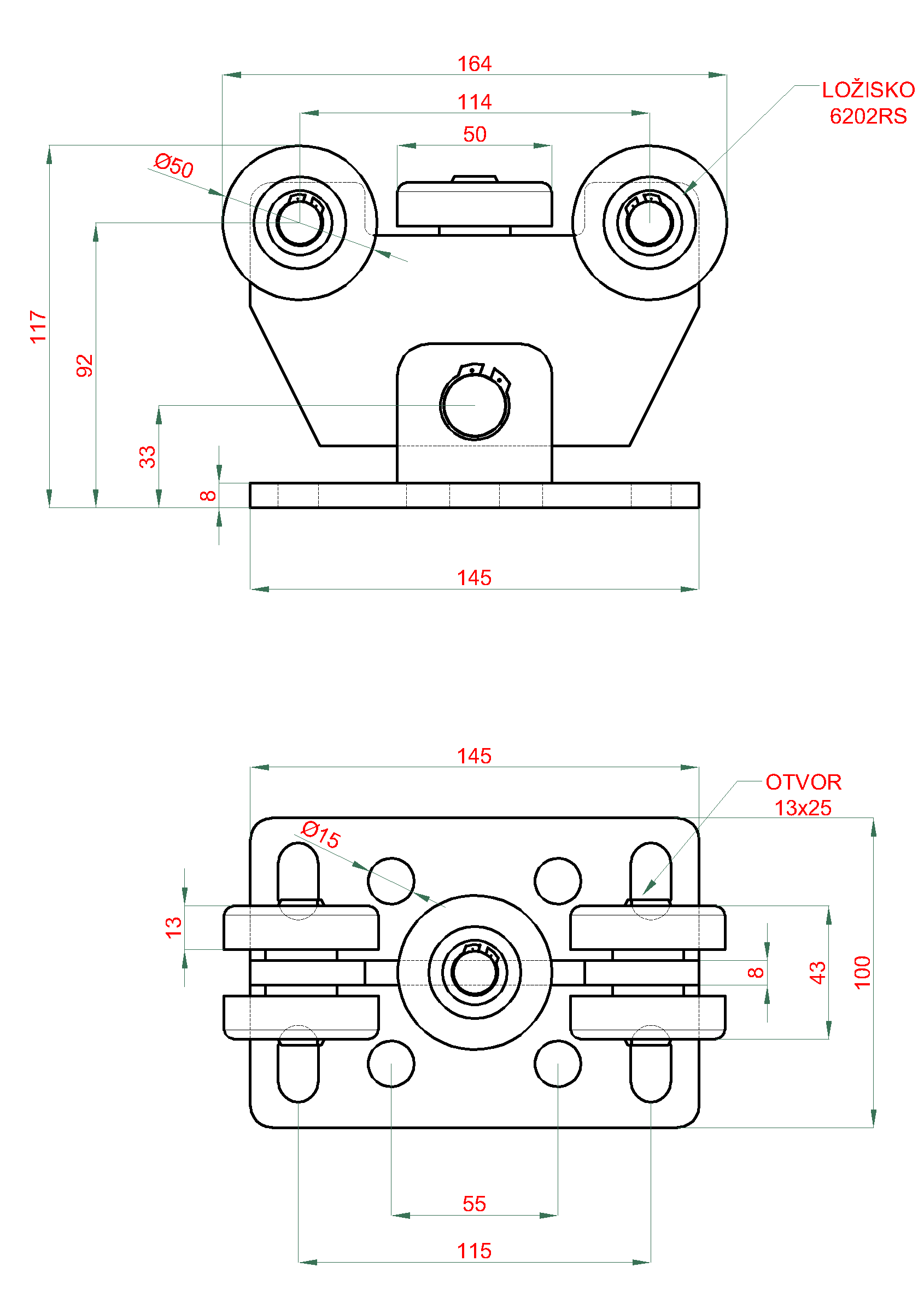 Samonos do 230 kg, dierovaný profil 60 x 60 x 6000 mm, Zn