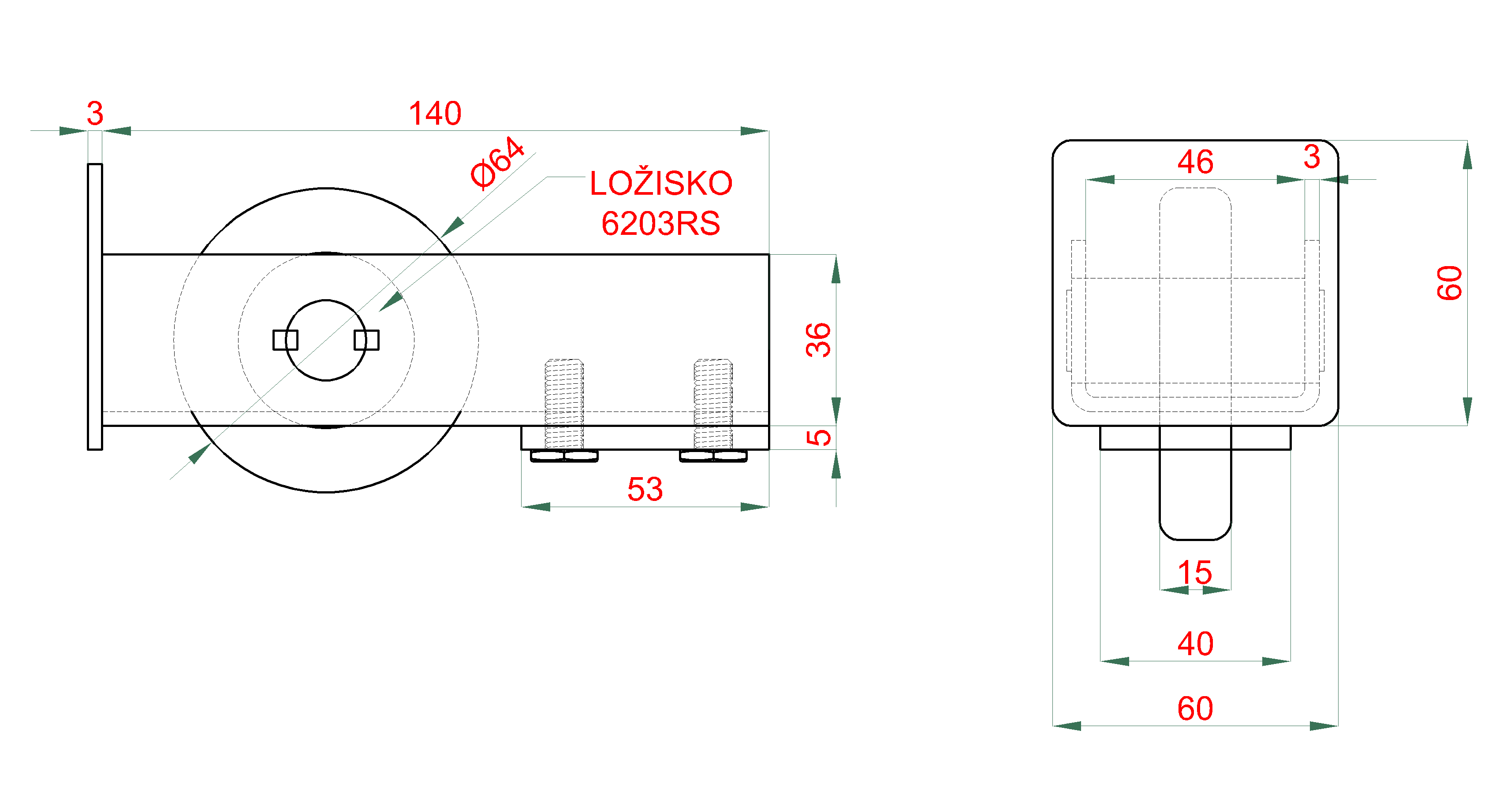Samonos do 230 kg, profil 60 x 60 x 6000 mm, Zn