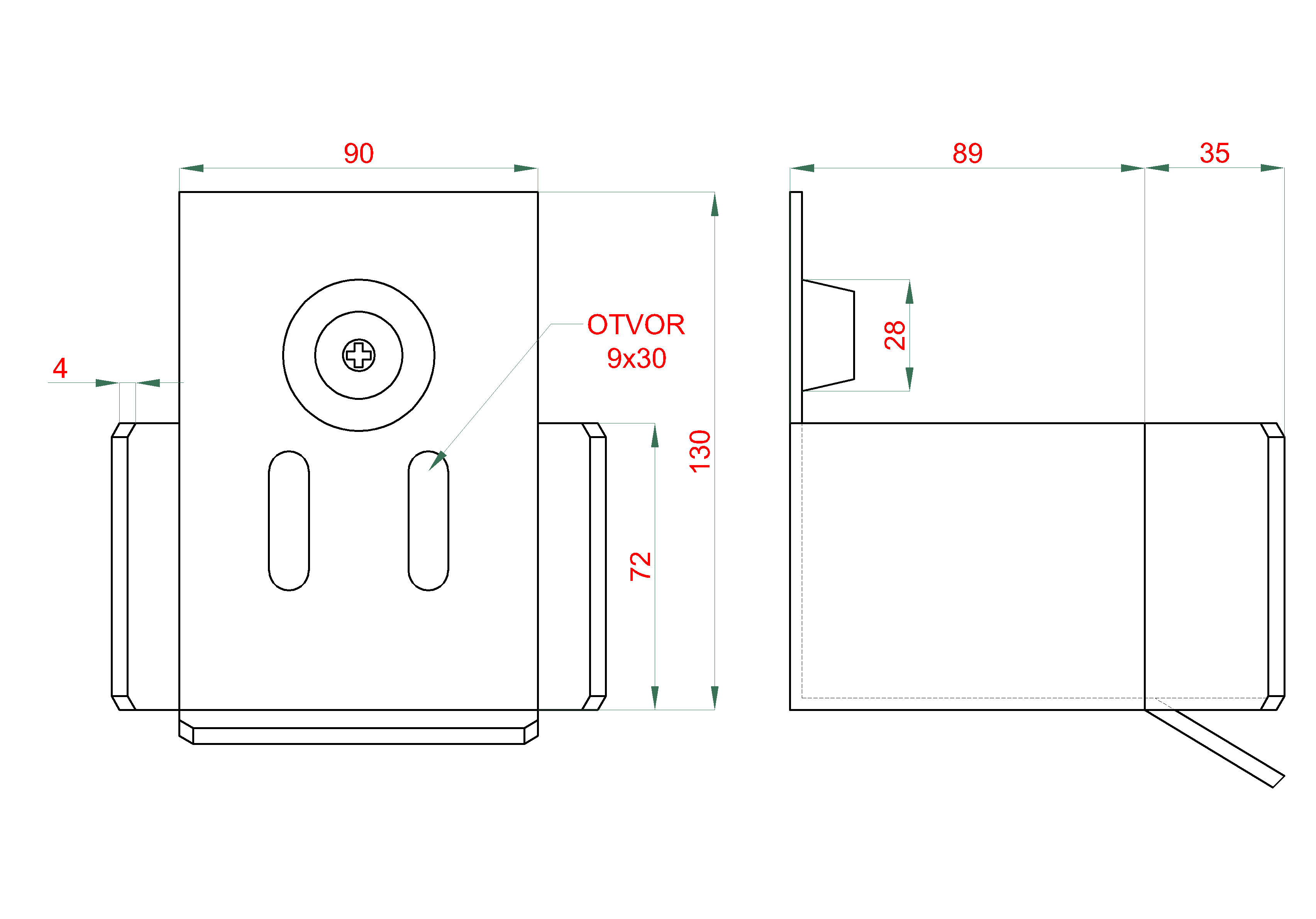 Samonos do 300 kg, profil 70 x 70 x 6000 mm, Fe