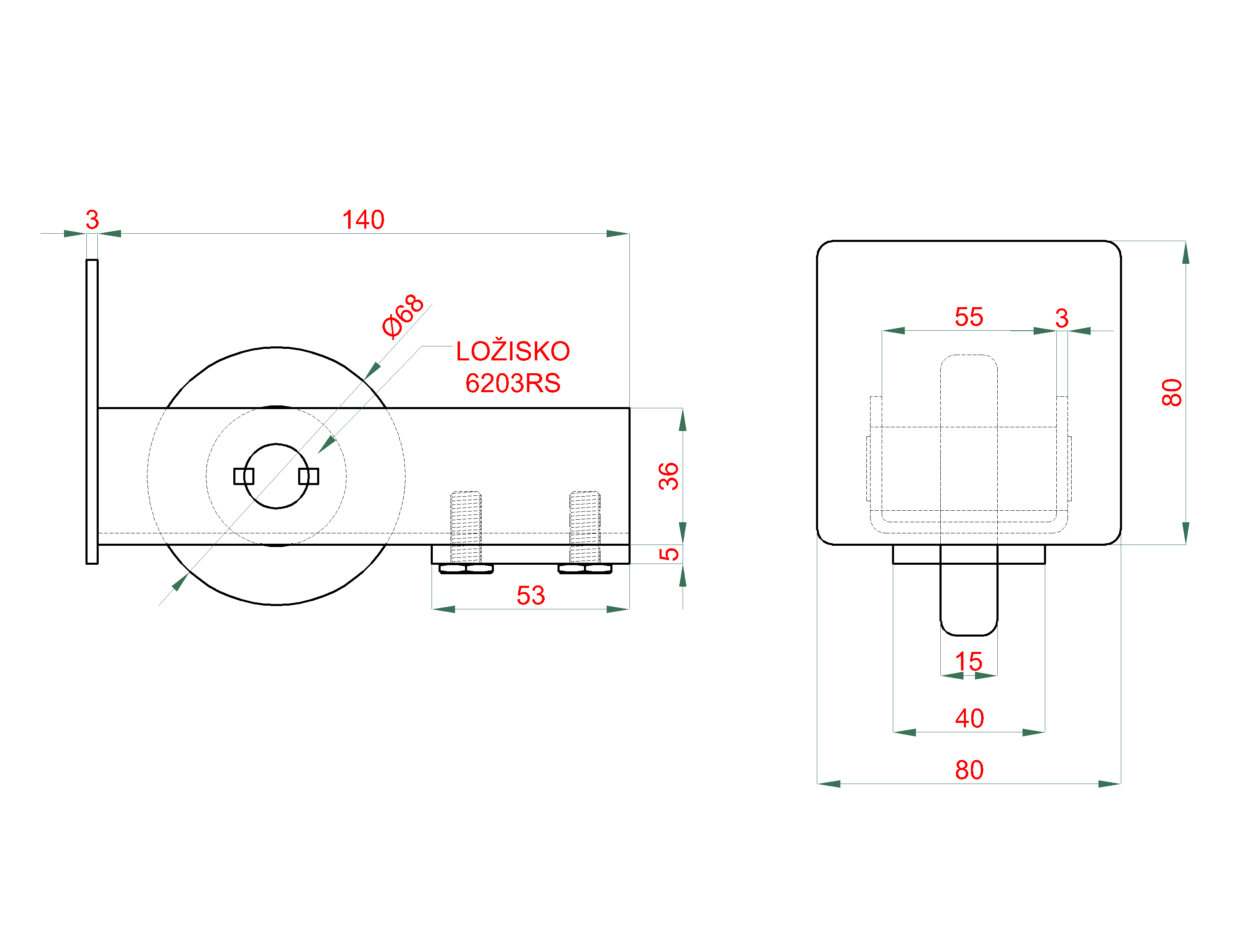 Samonos do 400 kg, profil 80 x 80 x 6000 mm, Zn