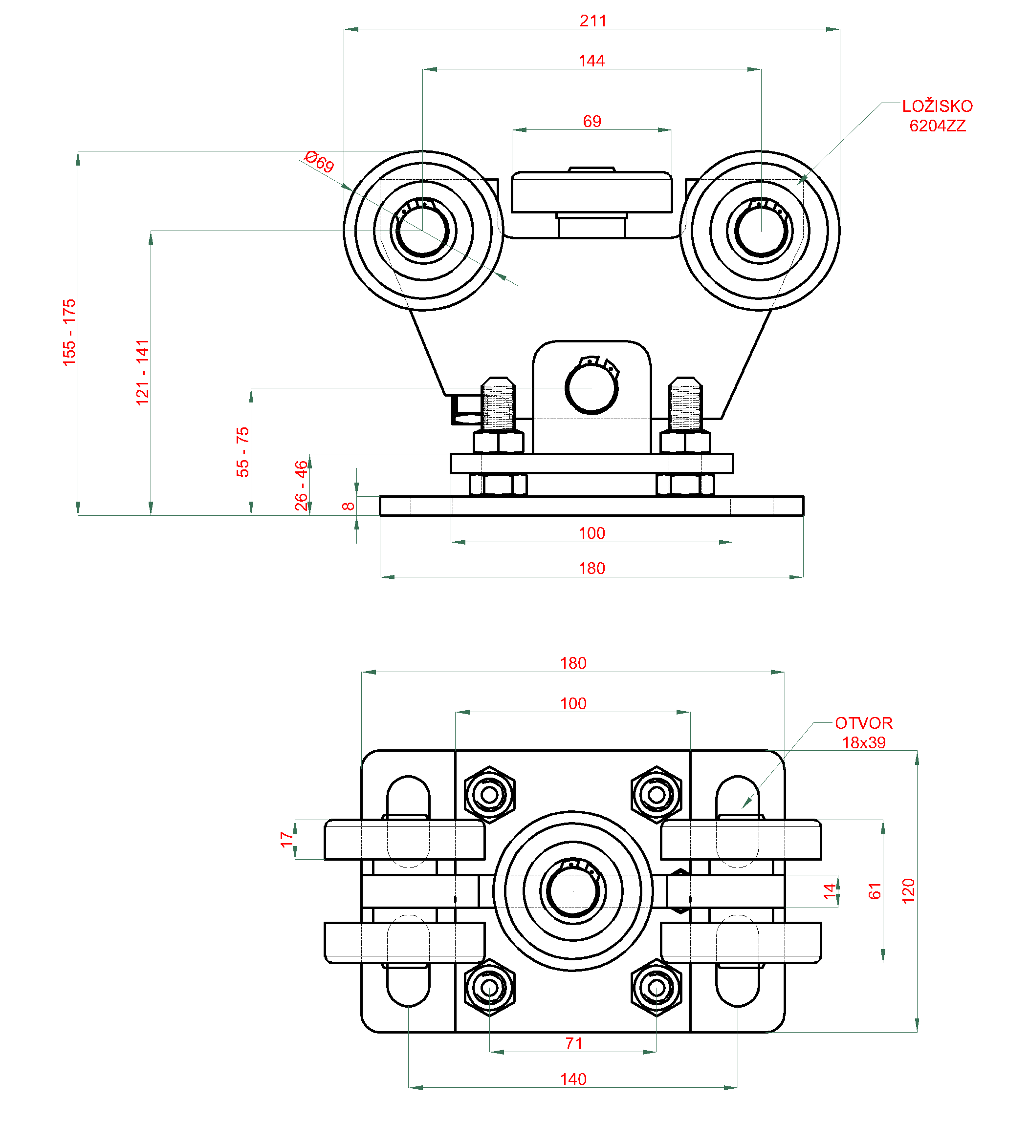 Samonos do 400 kg, profil 80 x 80 x 6000 mm, Zn