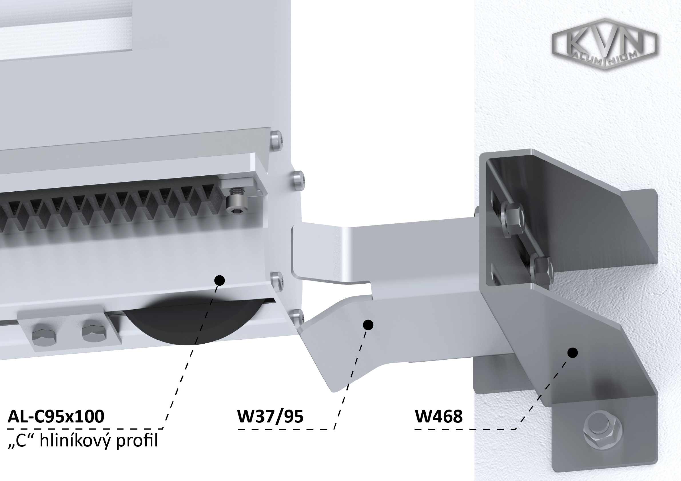 Samonos do 230 kg, profil 95 x 100 x 6000 mm, hliník
