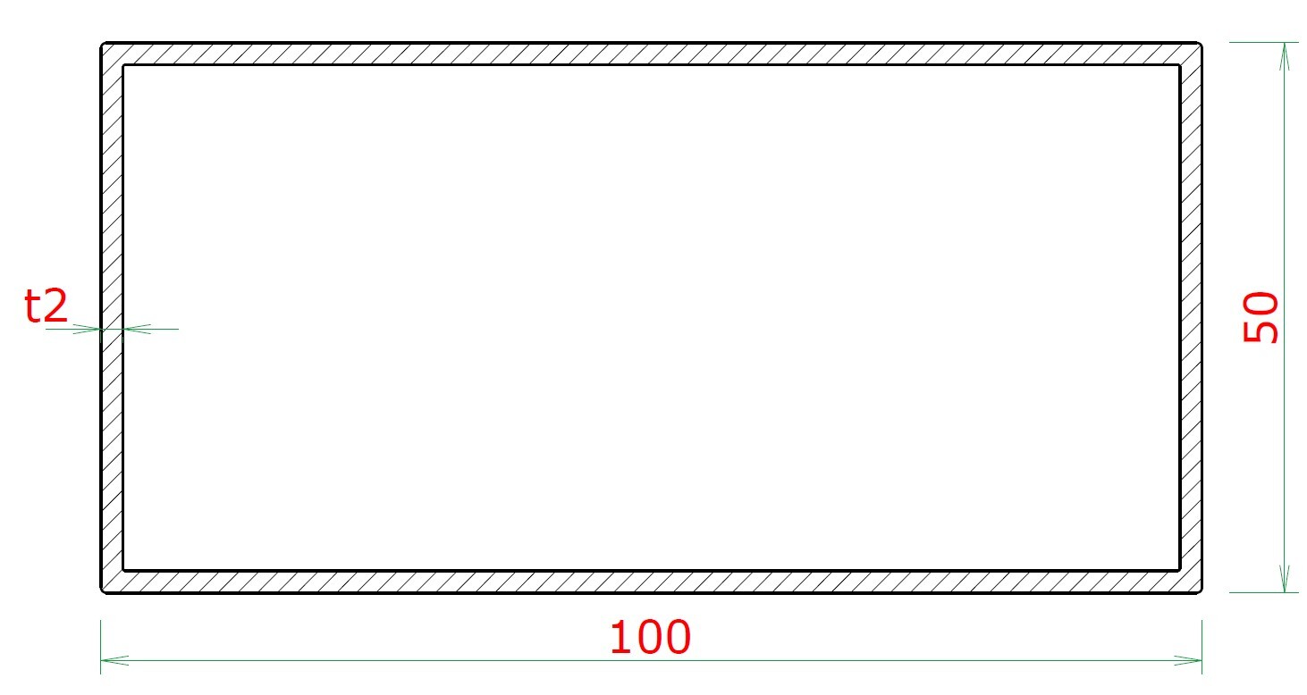 DOPREDAJ profil 100 x 50 x 2 x 1000 mm, brúsená AISI 304