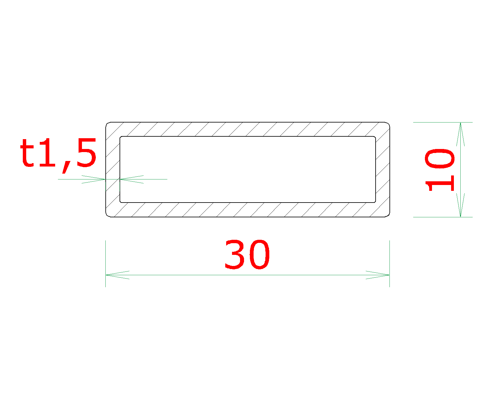 DOPREDAJ profil 30 x 10 x 1,5 x 1000 mm, brúsená AISI 304