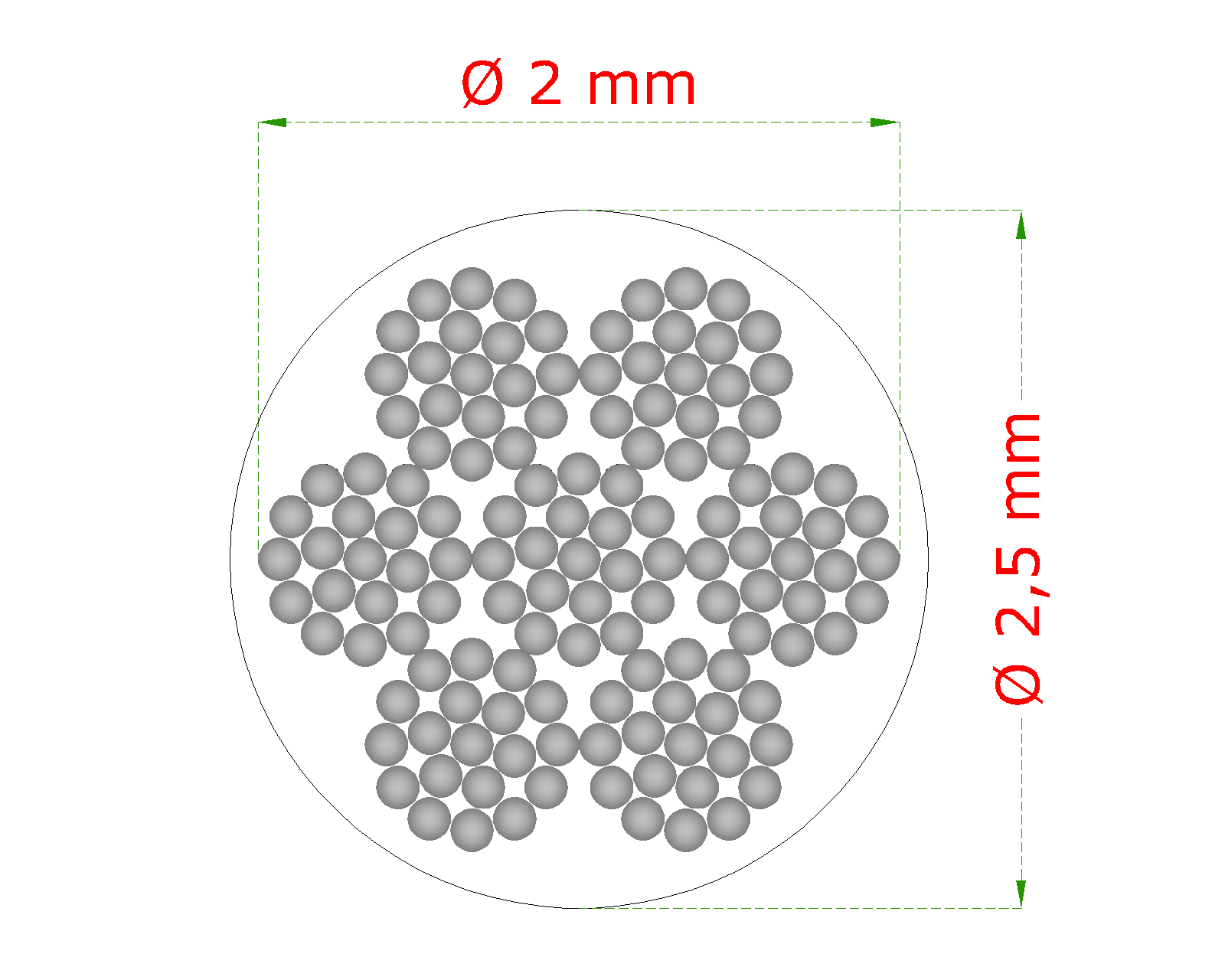 Oceľové lanko ø 2 mm (7 x 19 dr.) pozink s PVC obalom
