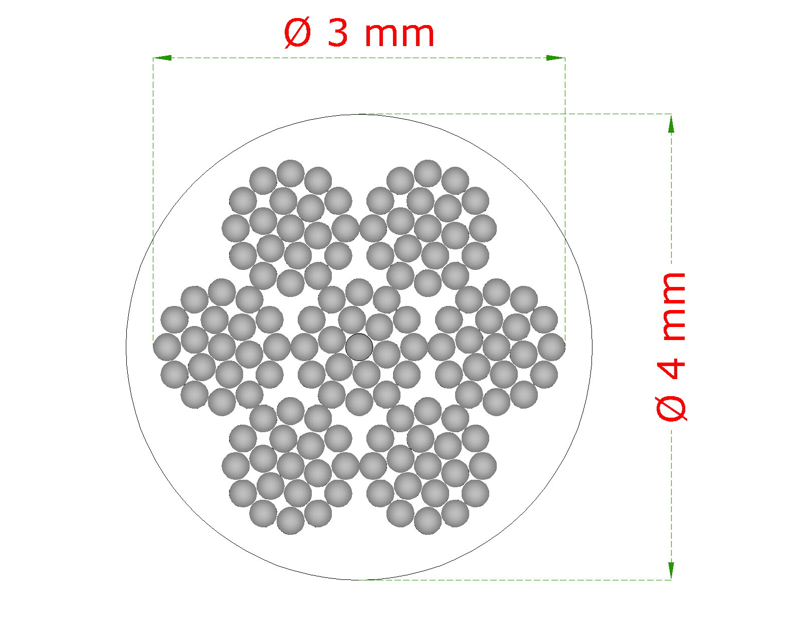 Oceľové lanko ø 3 mm (7 x 19 dr.) pozink s PVC obalom