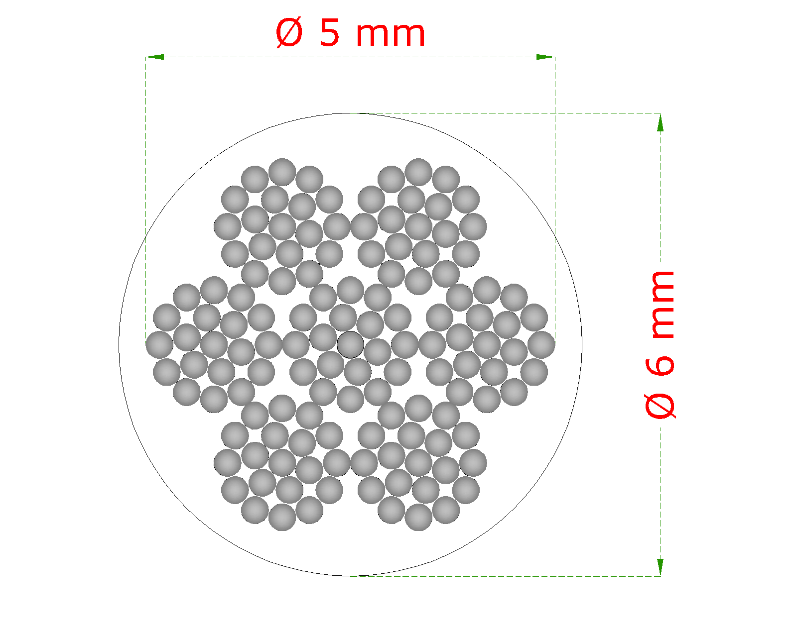 Oceľové lanko ø 5 mm (7 x 19 dr.) pozink s PVC obalom