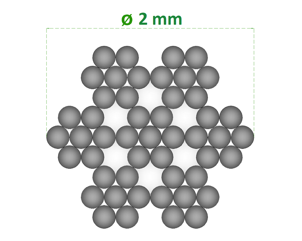 Nerezové lanko ø 2 mm (7 x 7 dr.) AISI 316