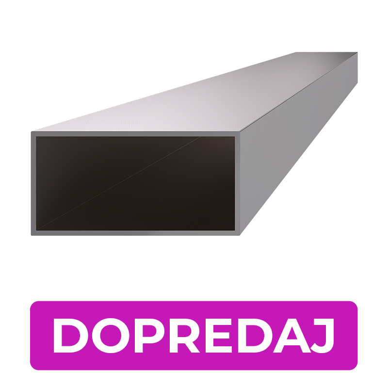DOPREDAJ profil 80 x 40 x 2 x 1000 mm, brúsená AISI 304