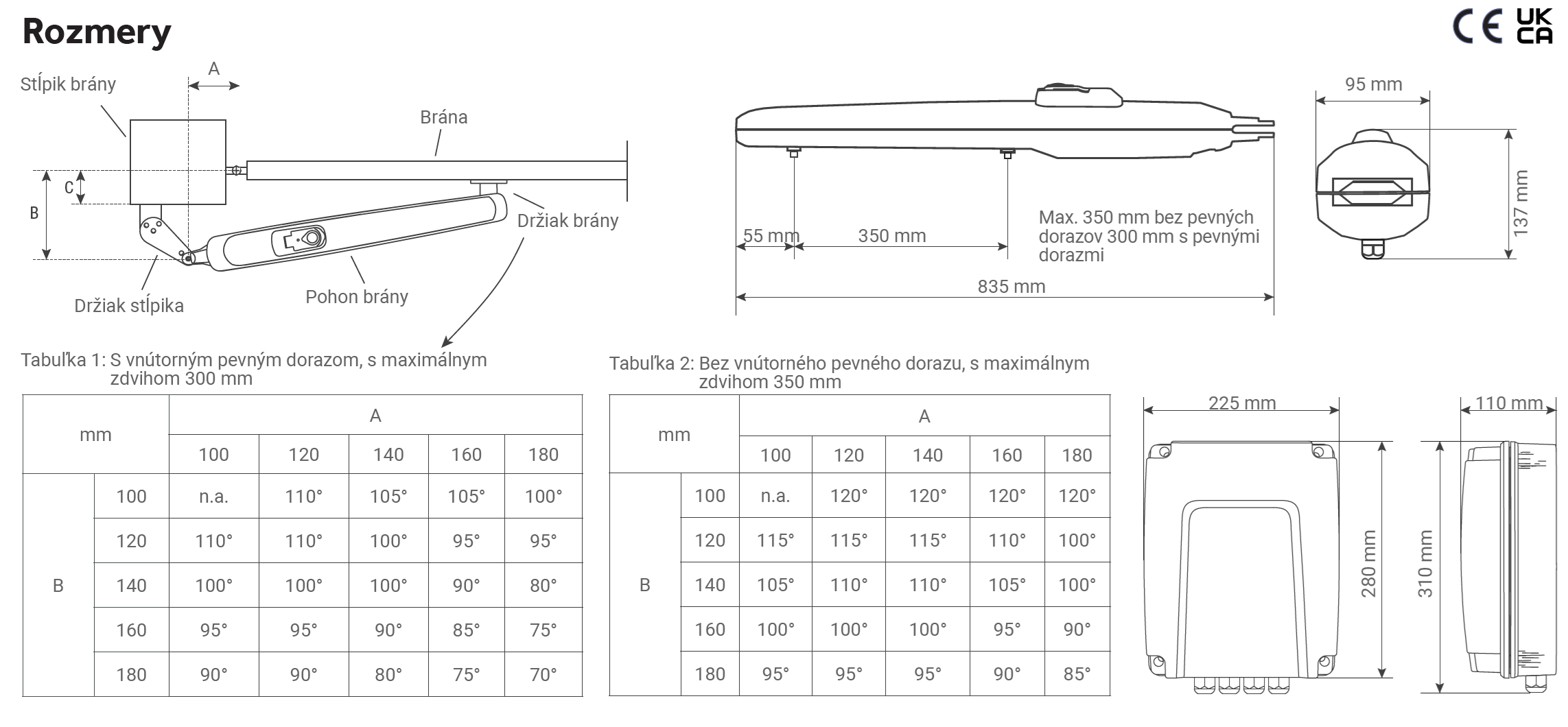 LiftMaster sada pre jednokrídlovú bránu do 3 m/krídlo