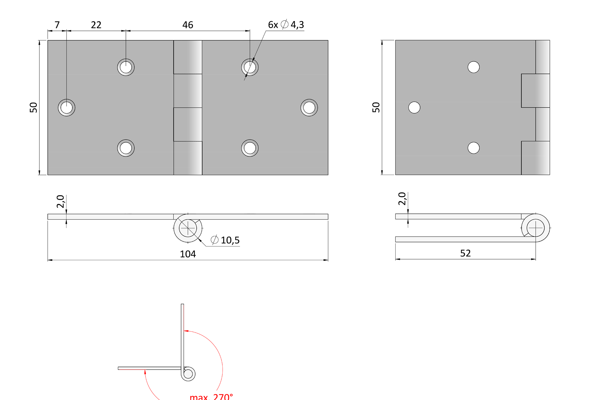 Záves pásový 102 x 50 mm, žltý zinok