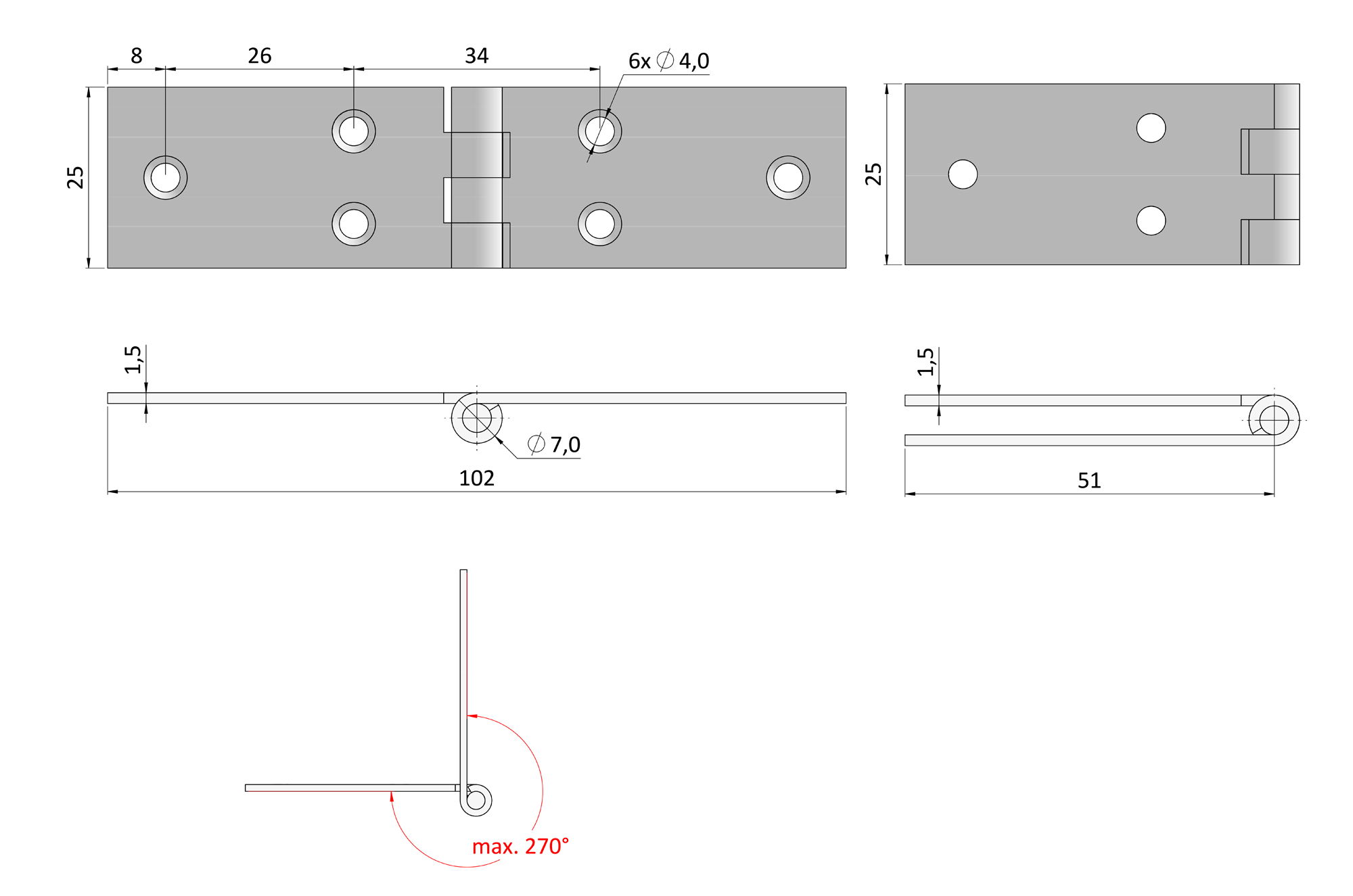 Záves pásový 102 x 25 mm žltý zinok