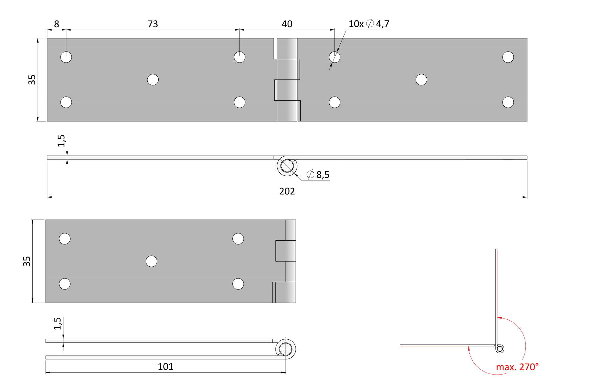 Záves pásový 202 x 35 mm žltý zinok