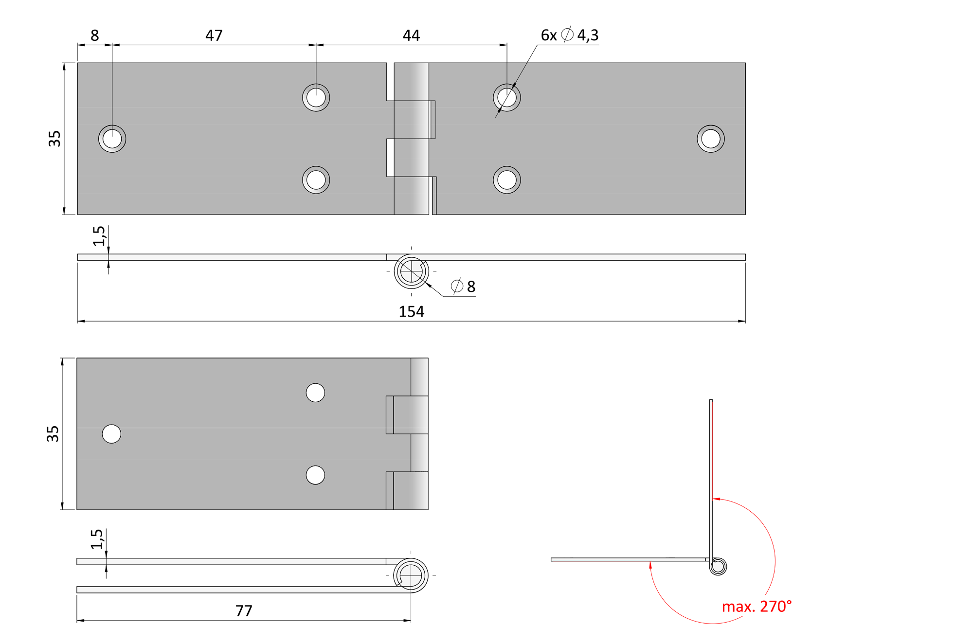 Záves pásový 154 x 35 mm žltý zinok