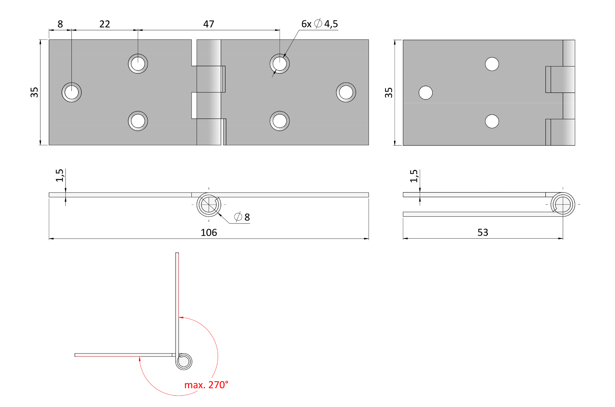 Záves pásový 106 x 35 mm žltý zinok