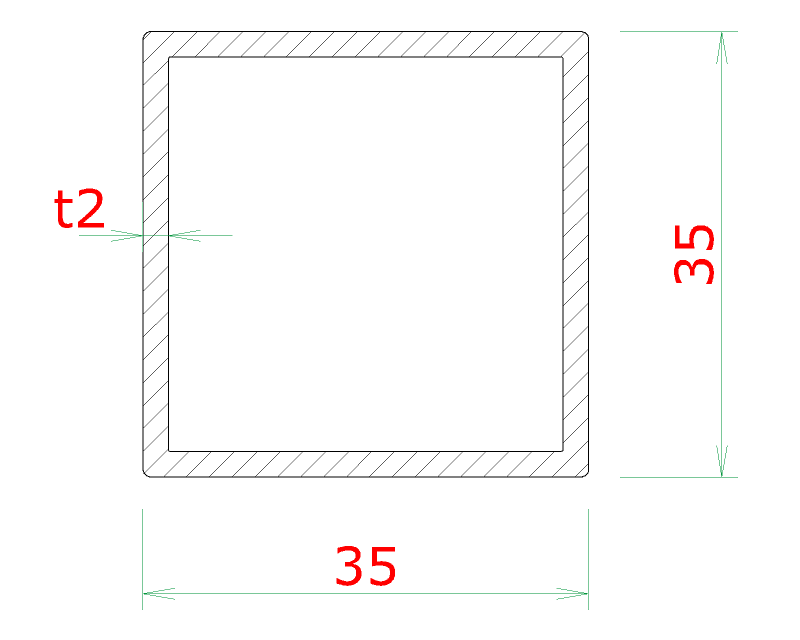 DOPREDAJ profil 35 x 35 x 2 x 2000 mm, brúsená AISI 304