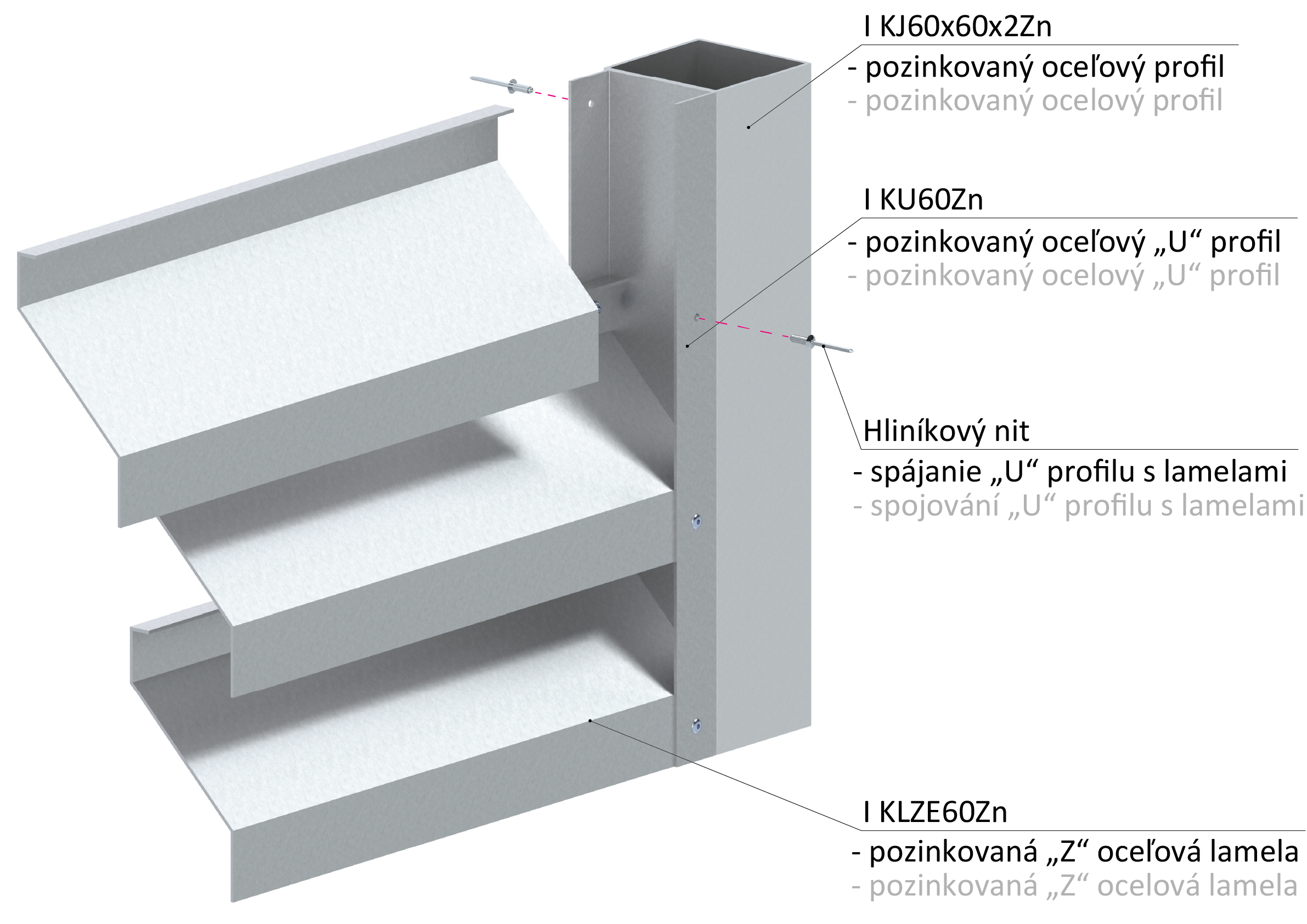 Poškodený Z lamela 23 x 75 x 30 x 1,5 x 4000 mm, pozink