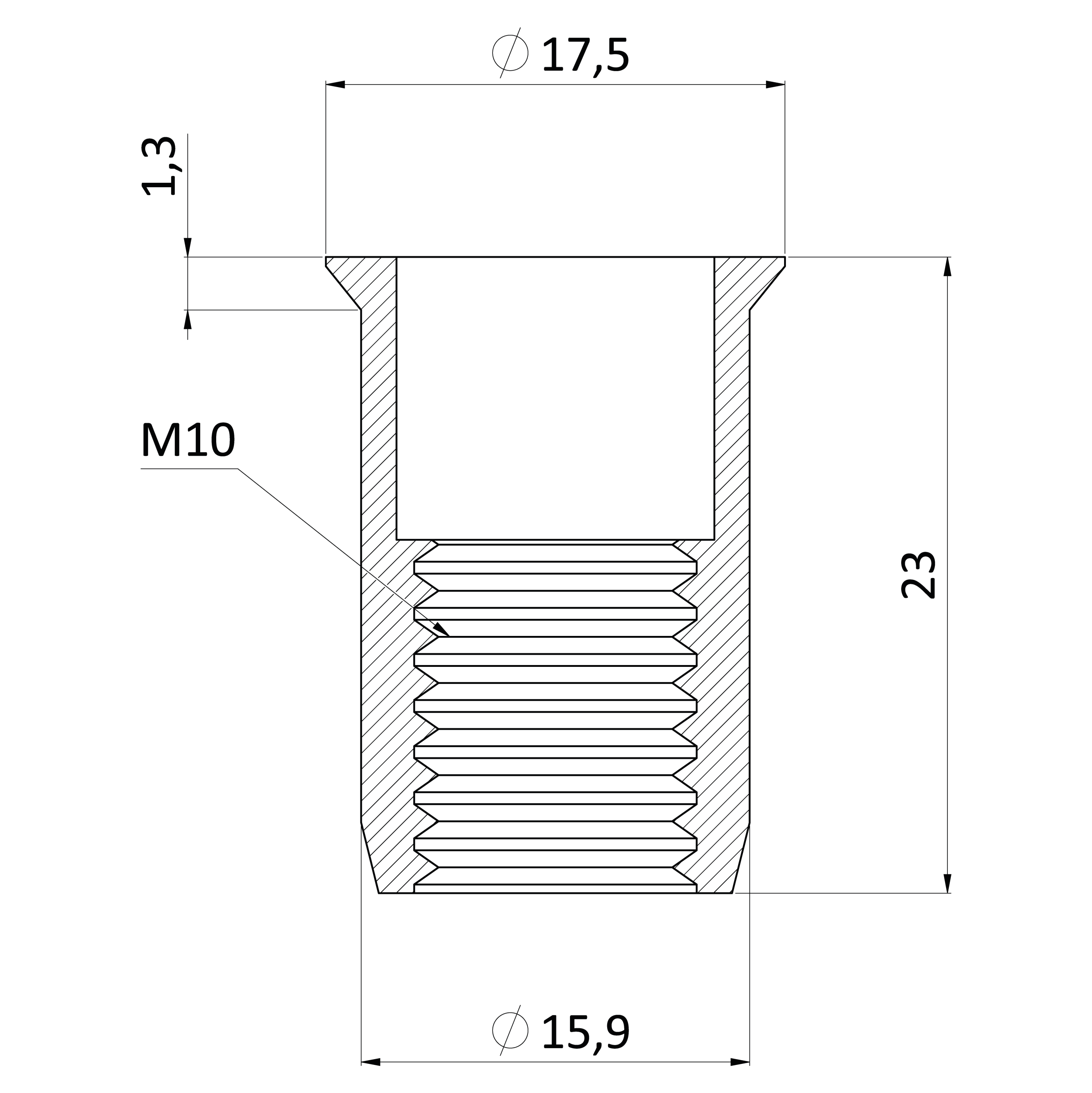 Nitovacia rýhovaná matica M12, mikro hlava, L = 24,3 mm
