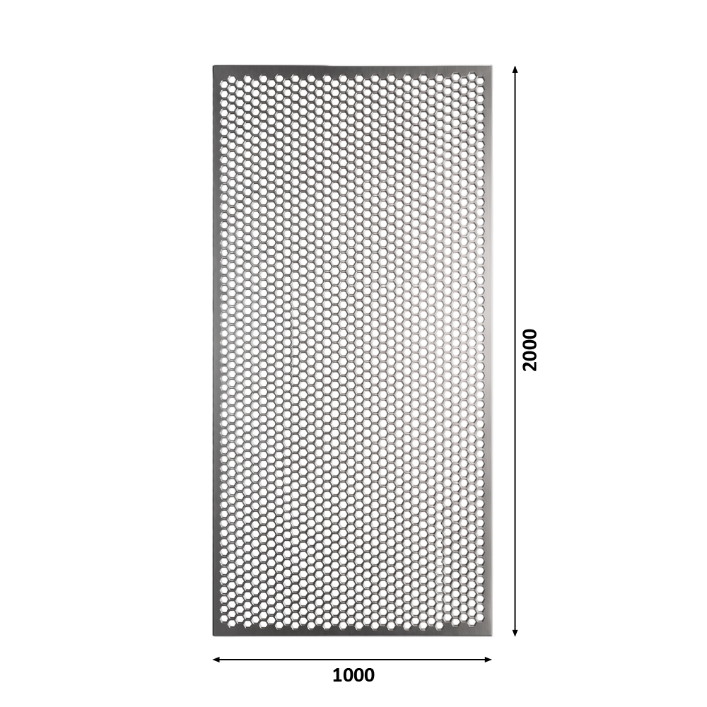 Dierovaný plech Zn 1000 x 2000 x 1,5 mm, šesťhranné otvory